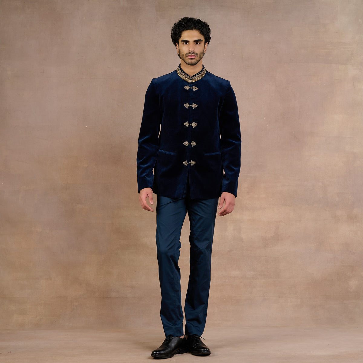 Midnight Blue Bandhgala Set | Siddi