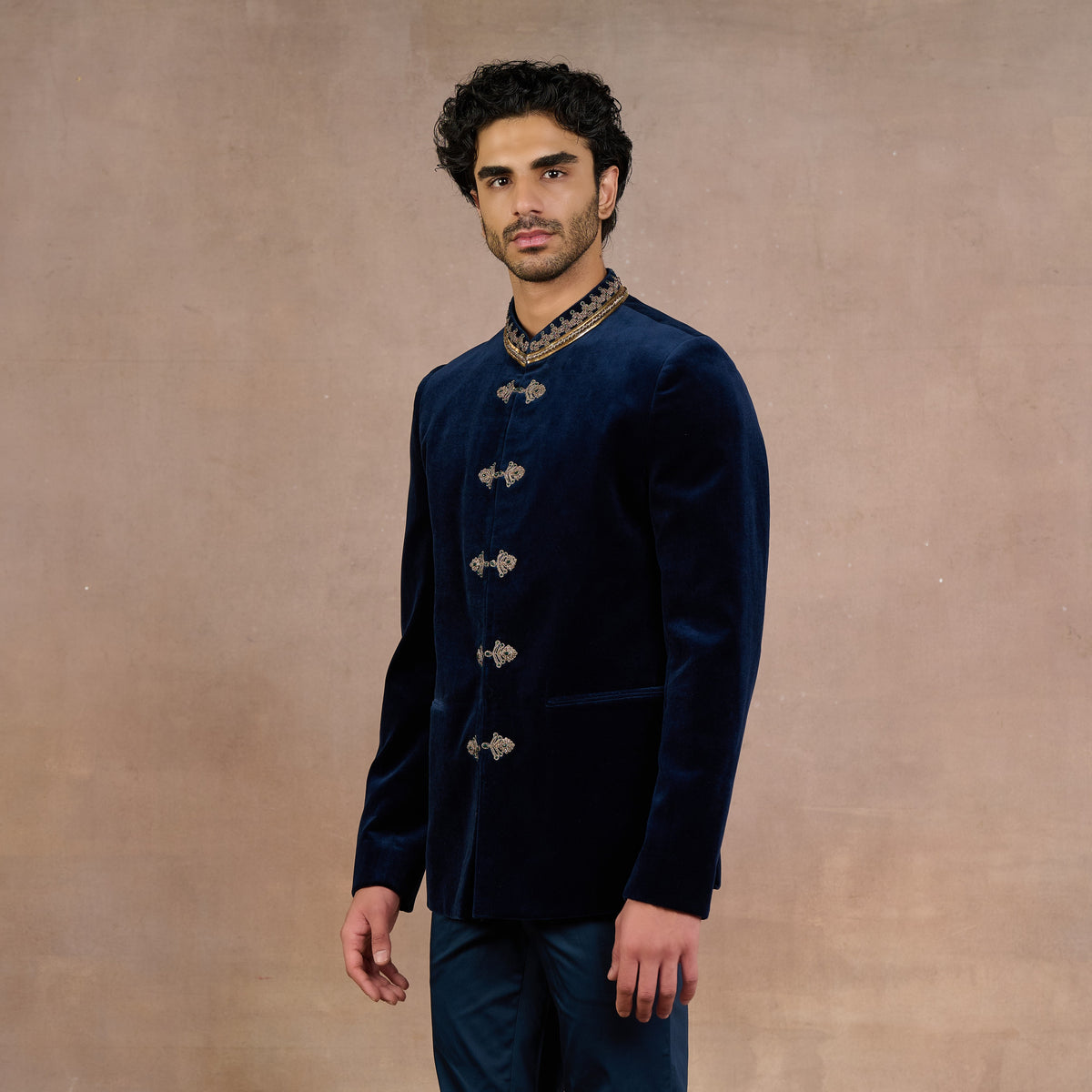 Midnight Blue Bandhgala Set | Siddi