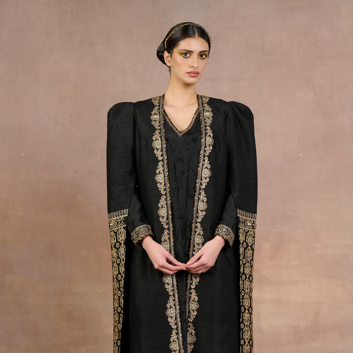 Noir - Gold Jacket Set | Siddi