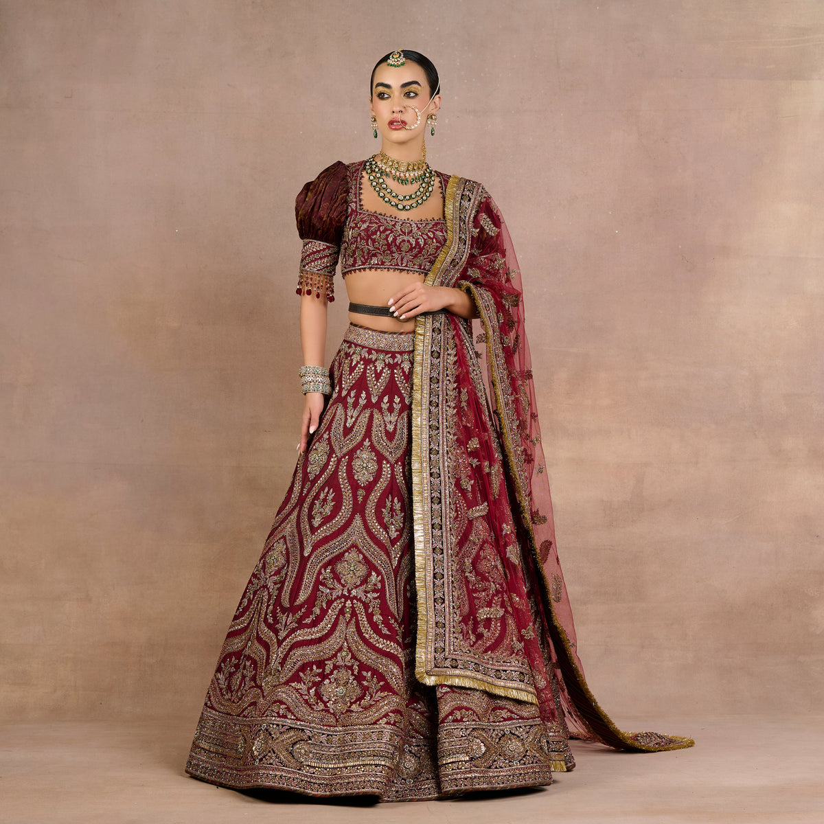 Burgundy-Gold Lehenga Set | Siddi