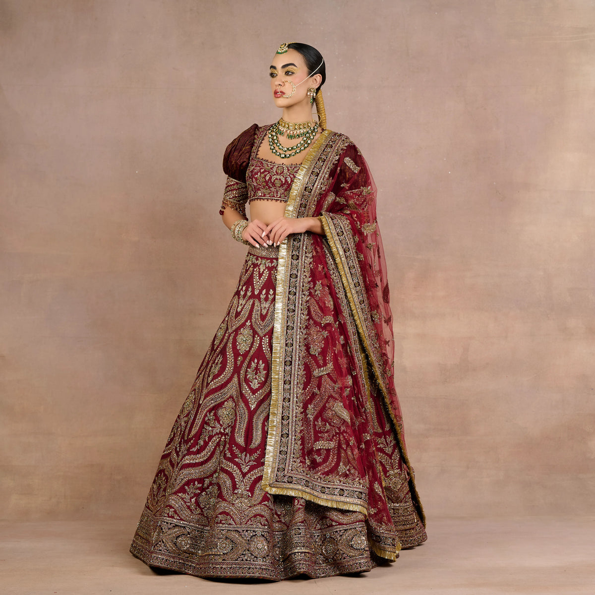 Burgundy-Gold Lehenga Set | Siddi