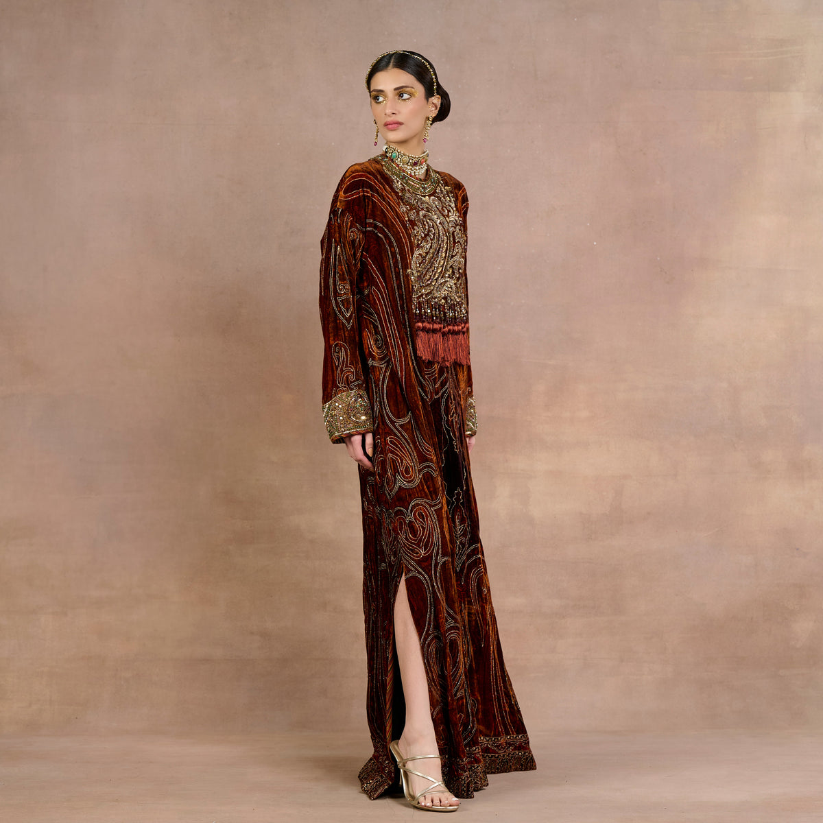 Rust Jamawar Kaftan | Siddi