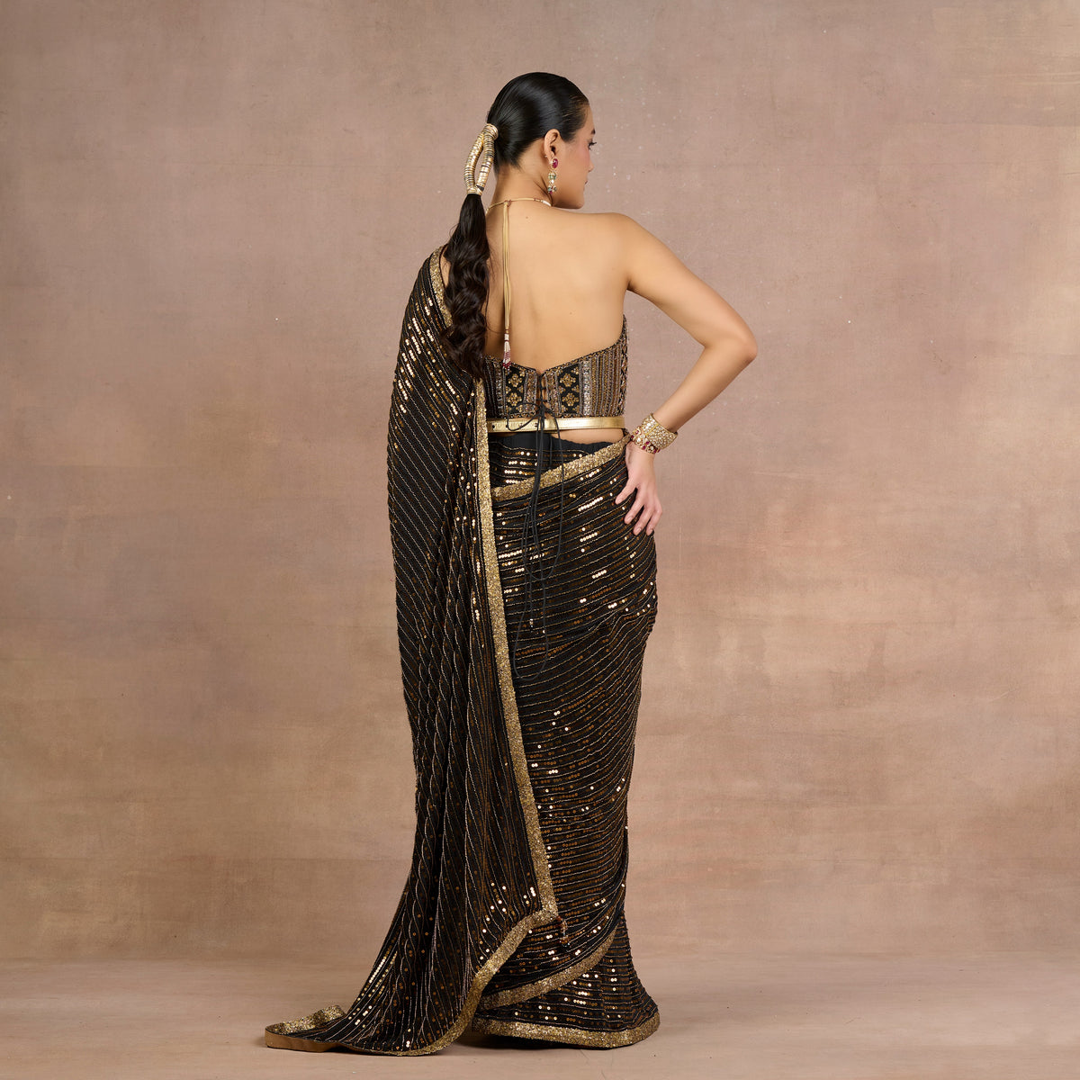 Noir - Gold Corset Saree Set | Siddi
