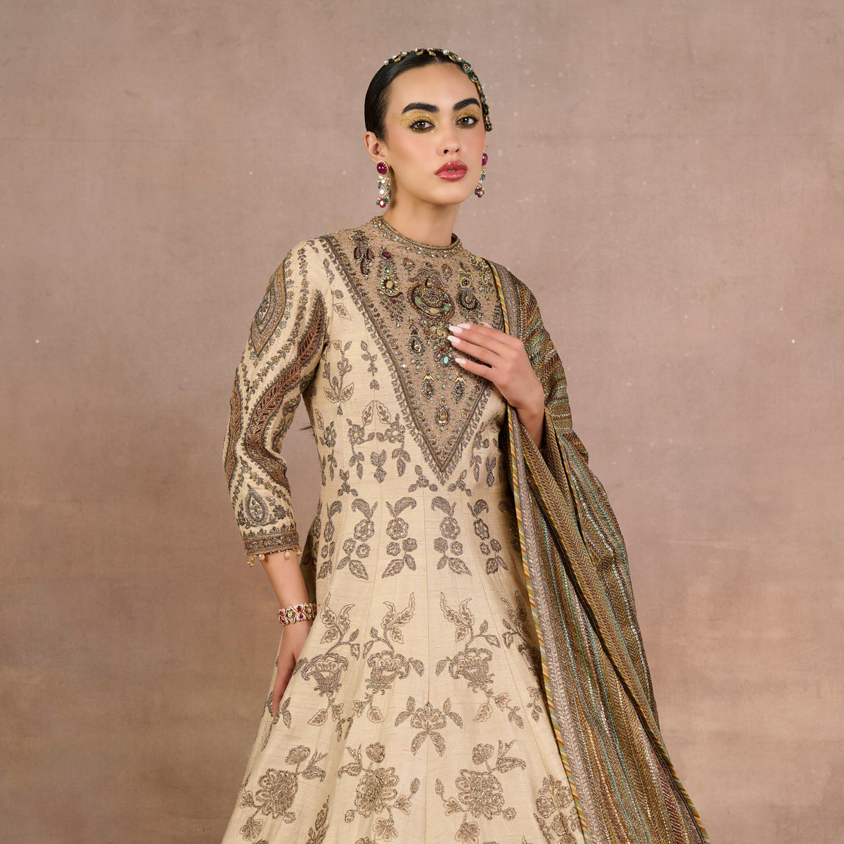 Crème Ivory Anarkali Set | Siddi