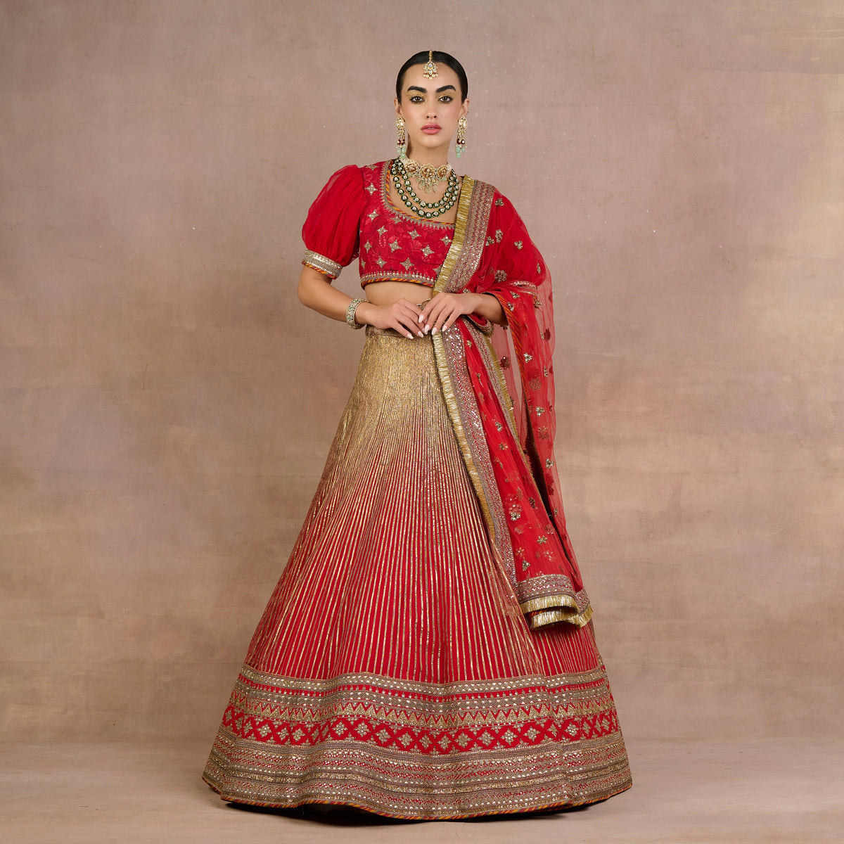 Red- Gold Lehenga Set | Siddi