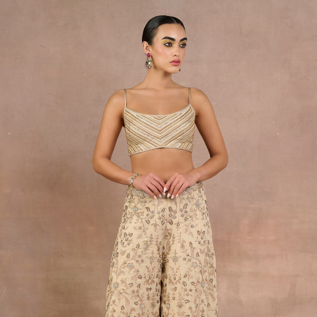 Almond Ivory Sharara Set | Siddi