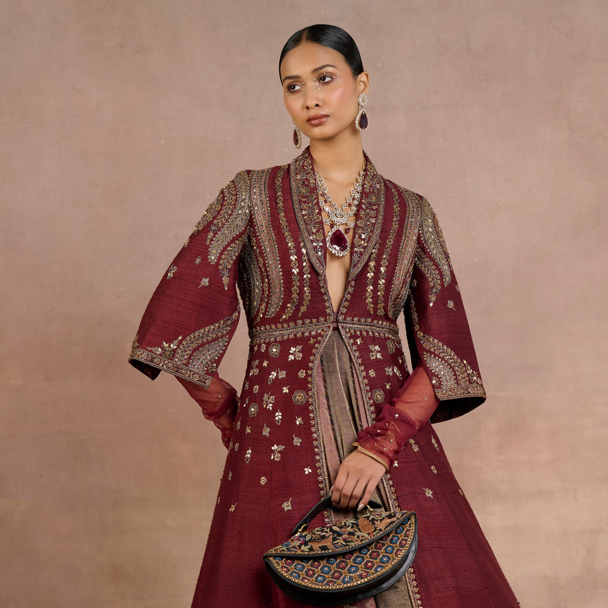 Burgundy Jacket Set | Siddi