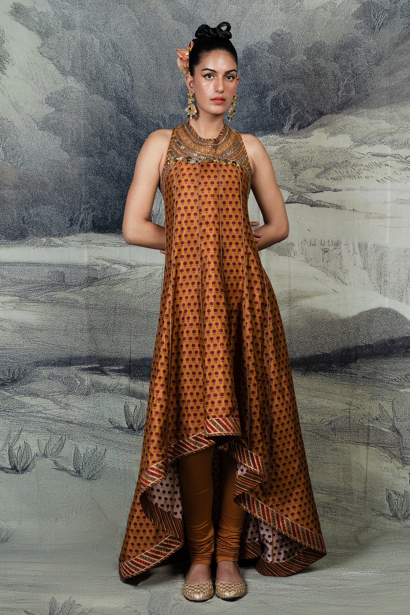 Amber Mustard Anarkali Set | BARODA