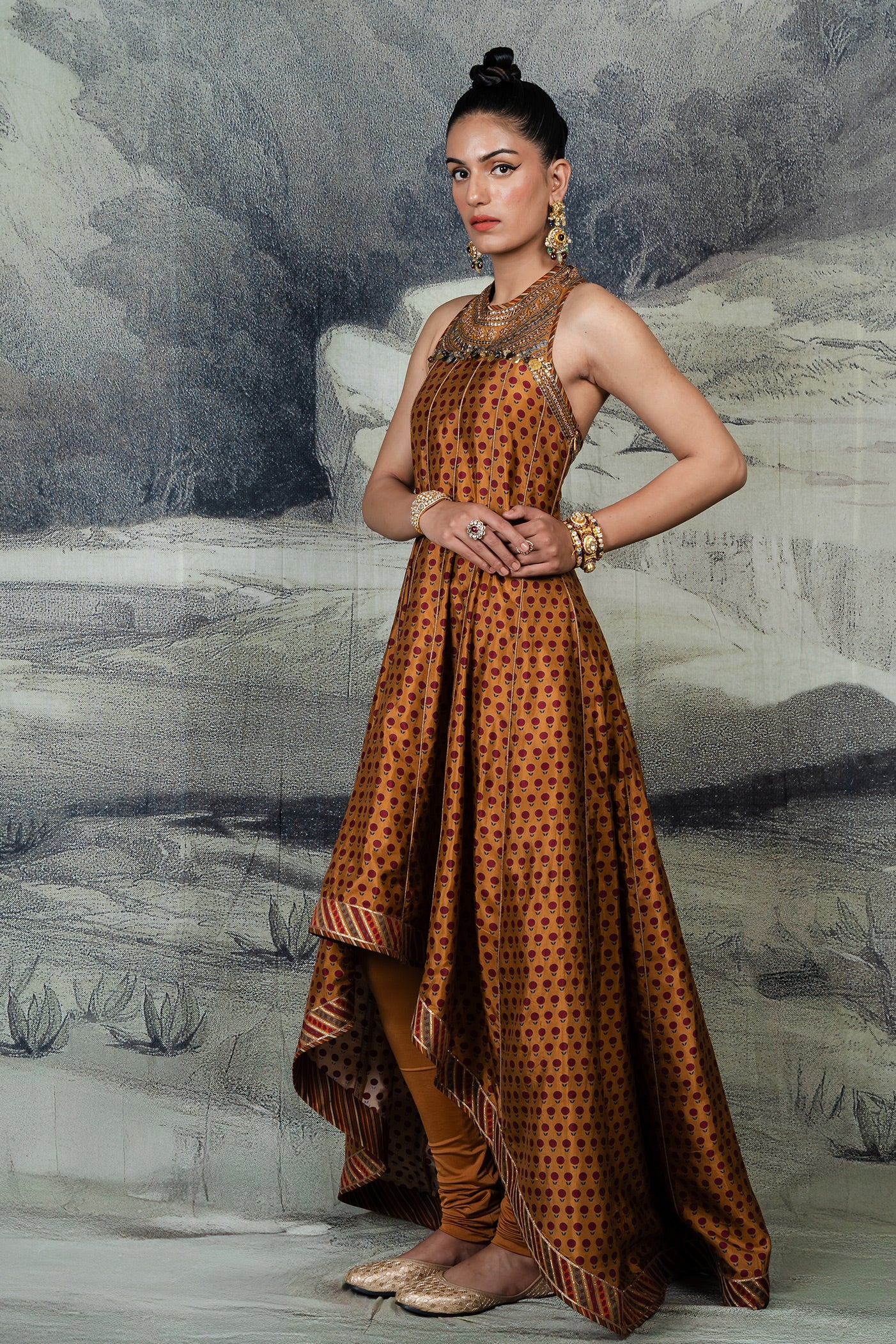 Amber Mustard Anarkali Set | BARODA
