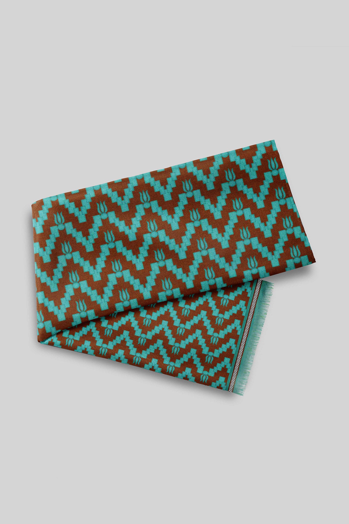 Turquoise Blue Printed Scarf