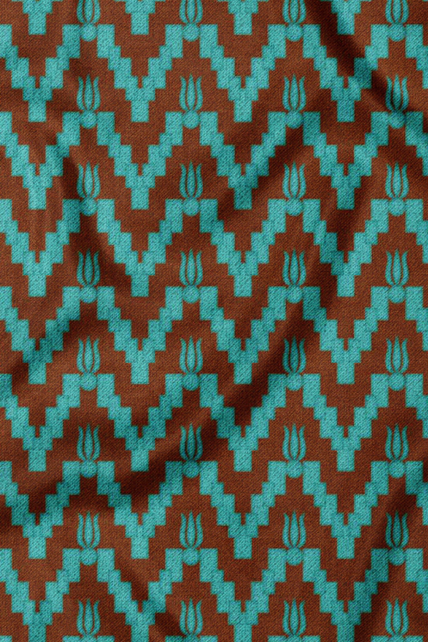 Turquoise Blue Printed Scarf