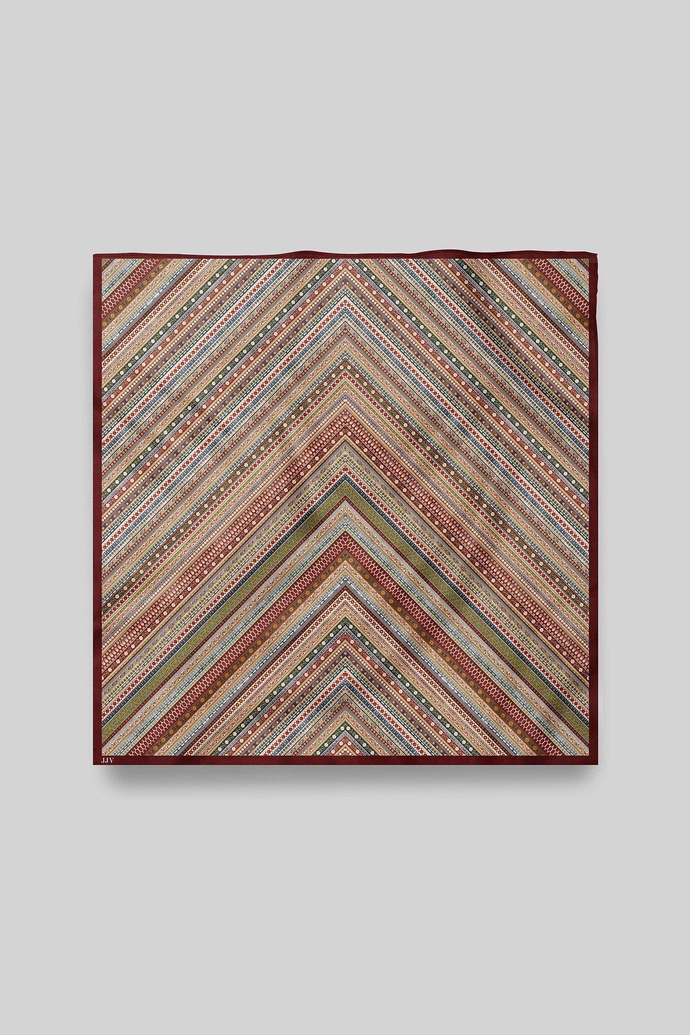Red - Multi Hued Striped Printed Scarf