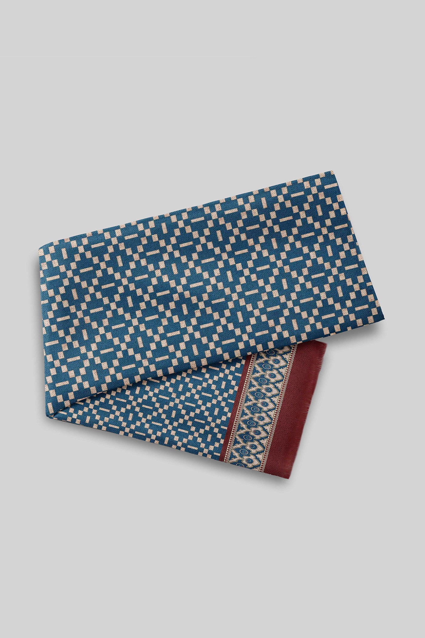 Prussian Blue Printed Woollen Scarf