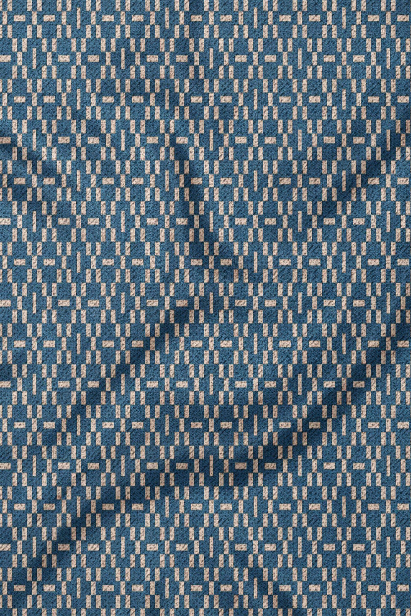 Prussian Blue Printed Woollen Scarf