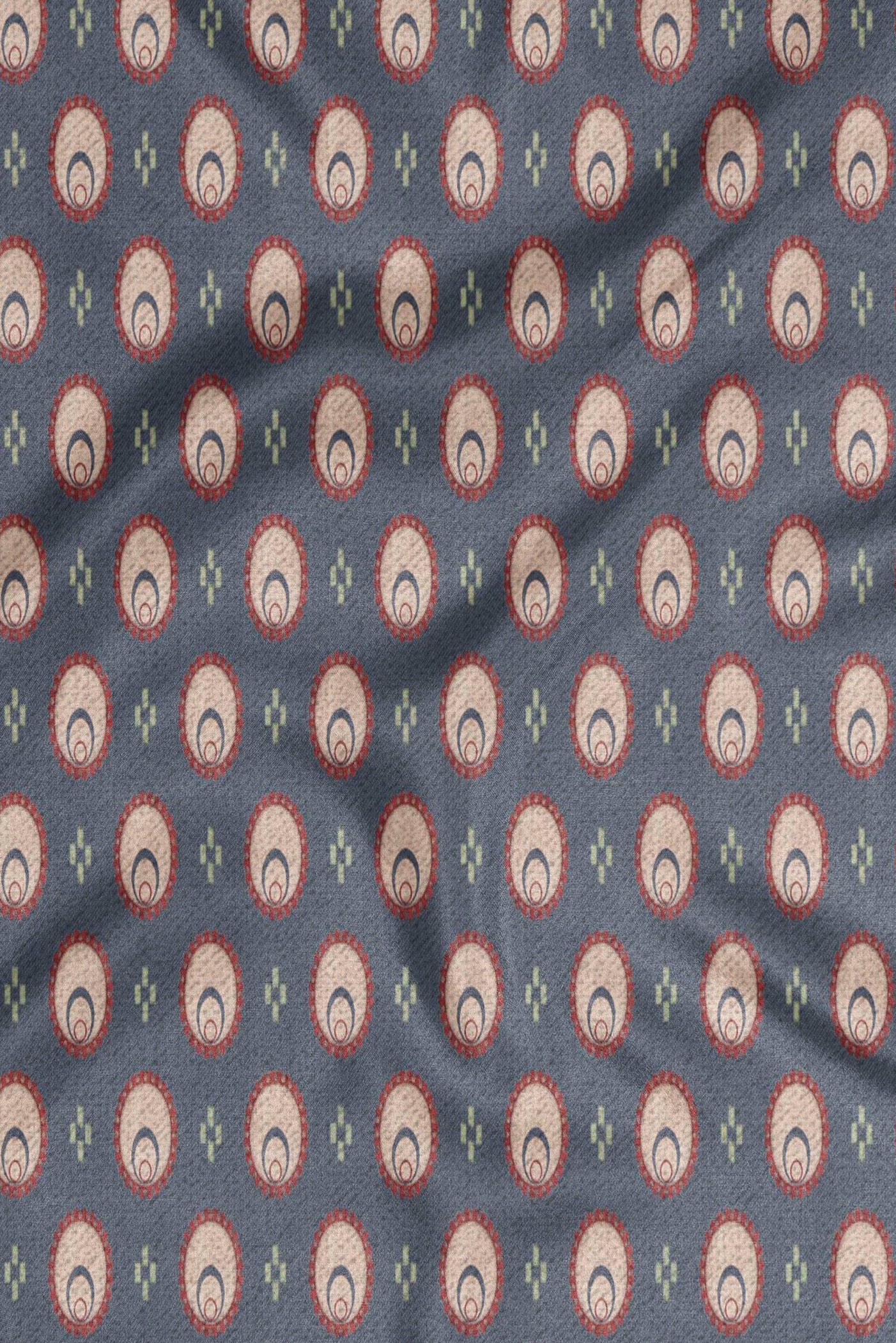 Slate Blue Printed Woollen Scarf