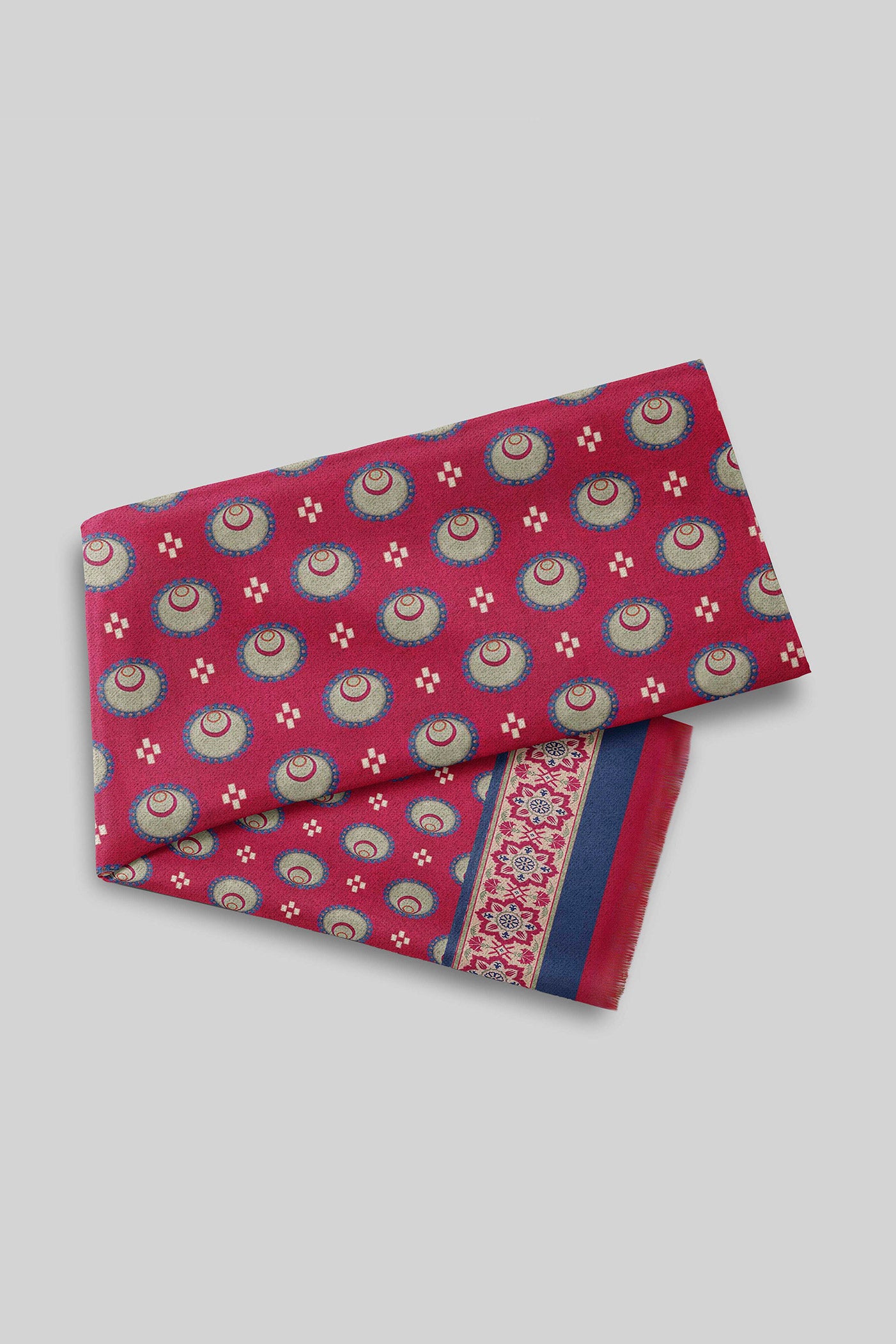 Fuschia Pink Printed Woollen Scarf