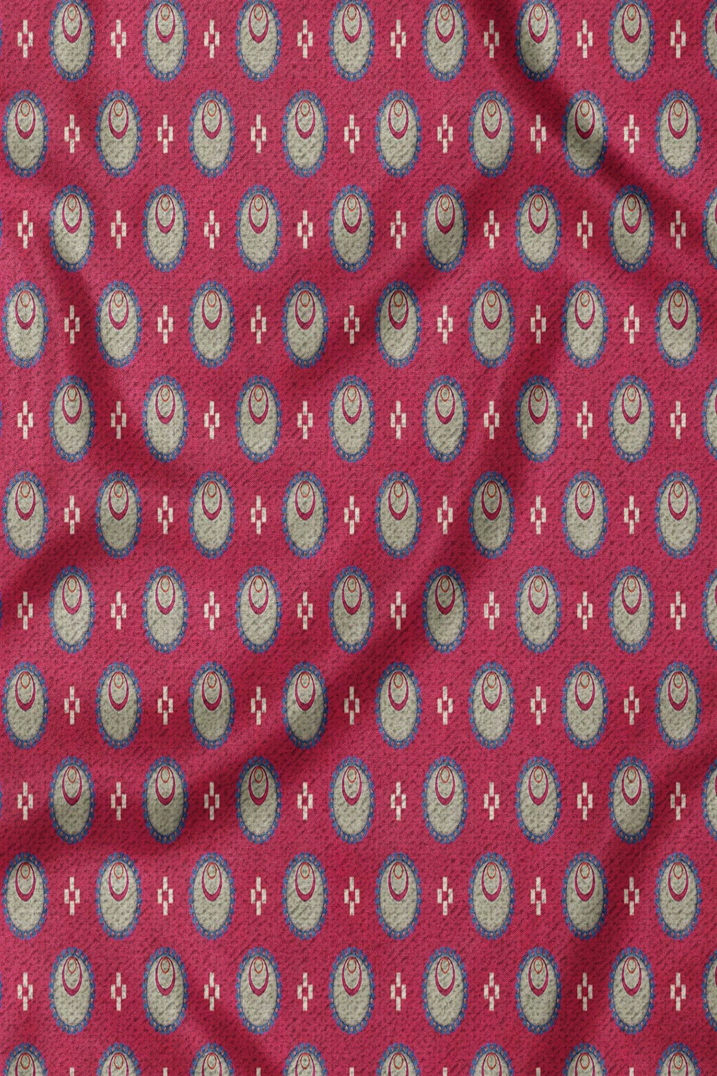 Fuschia Pink Printed Woollen Scarf
