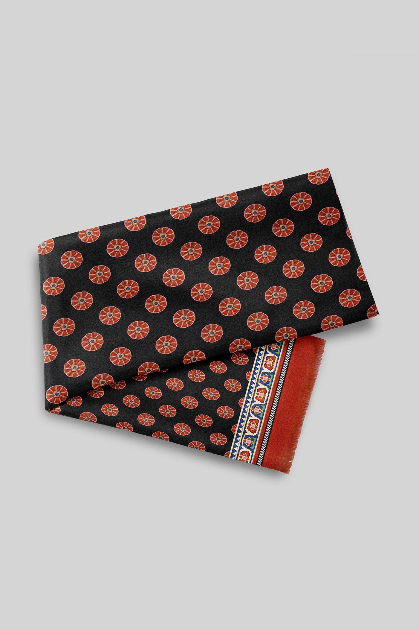 Rich Black - Red Printed Scarf