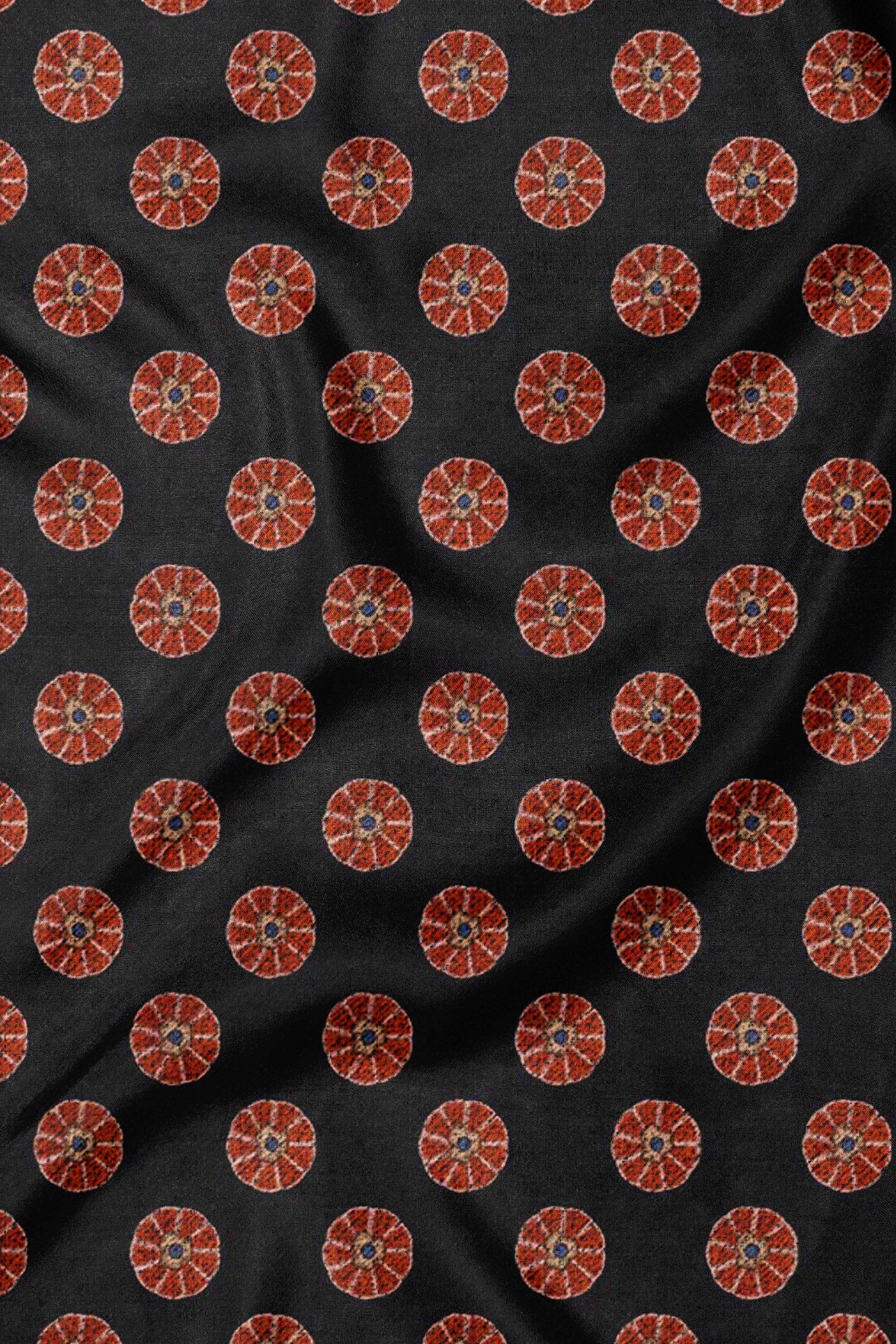 Rich Black - Red Printed Scarf