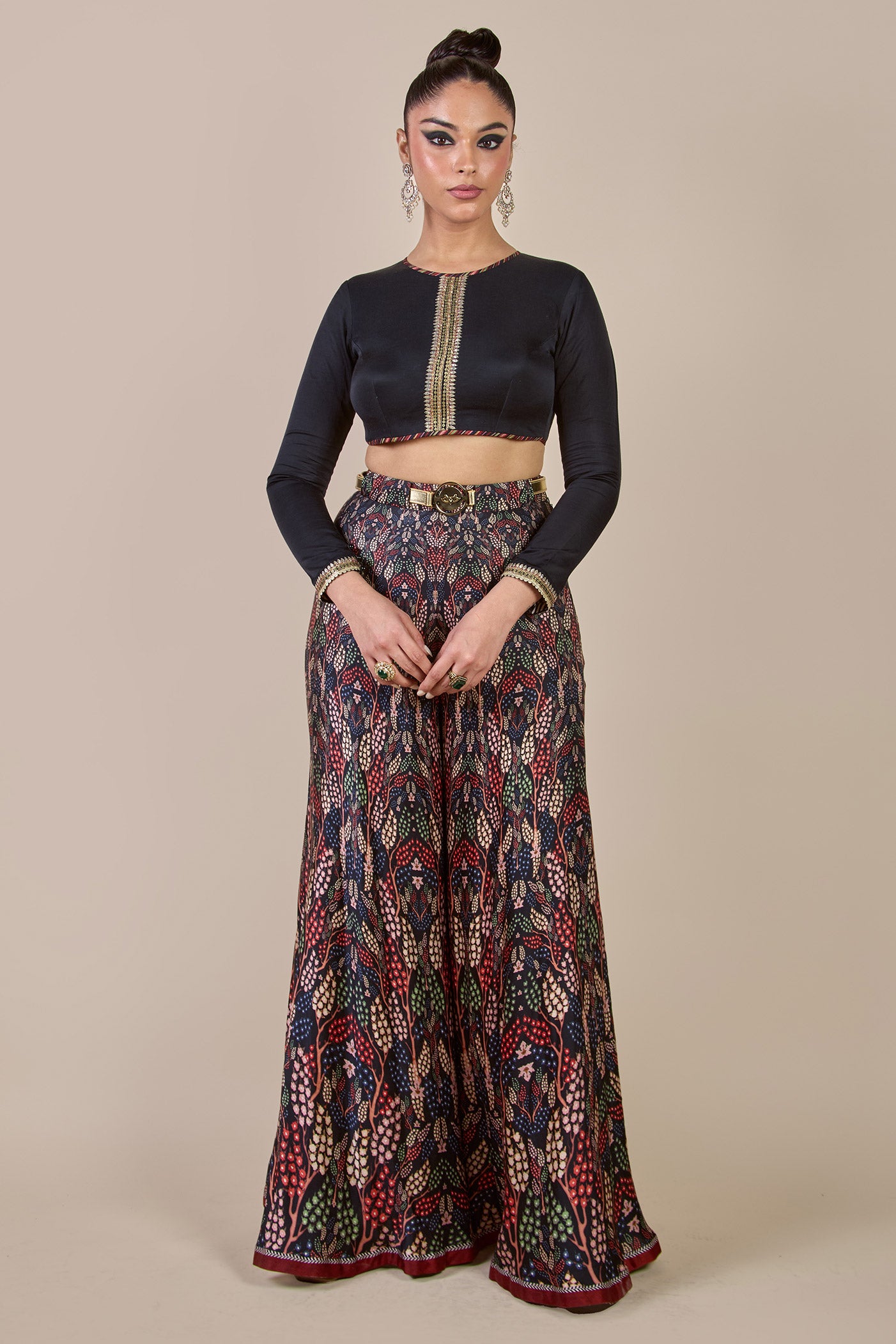 Rich Black - Multi Hued Sharara Set | CHHĒ