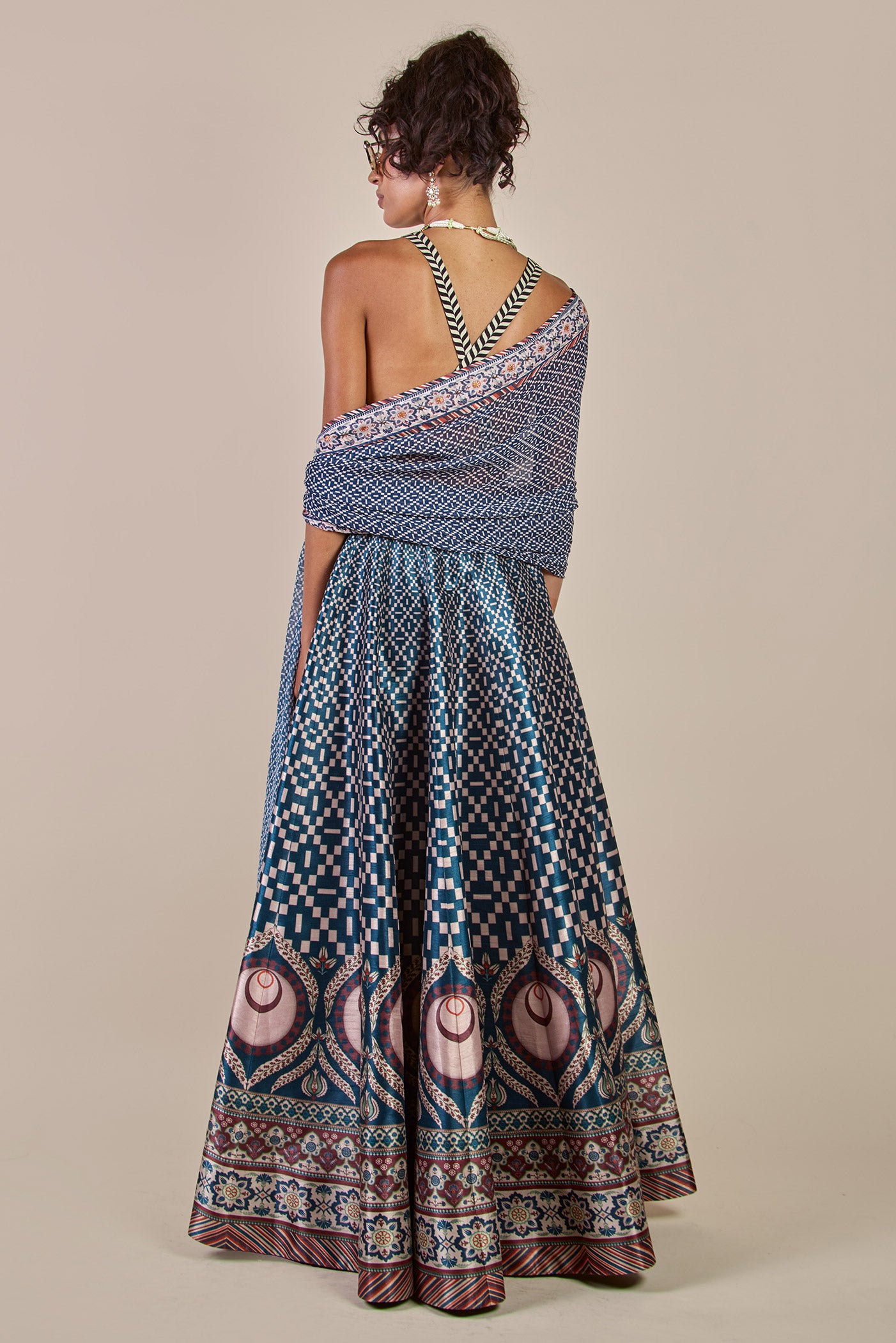 Navy Blue - Crème Ivory Skirt Set | CHHĒ
