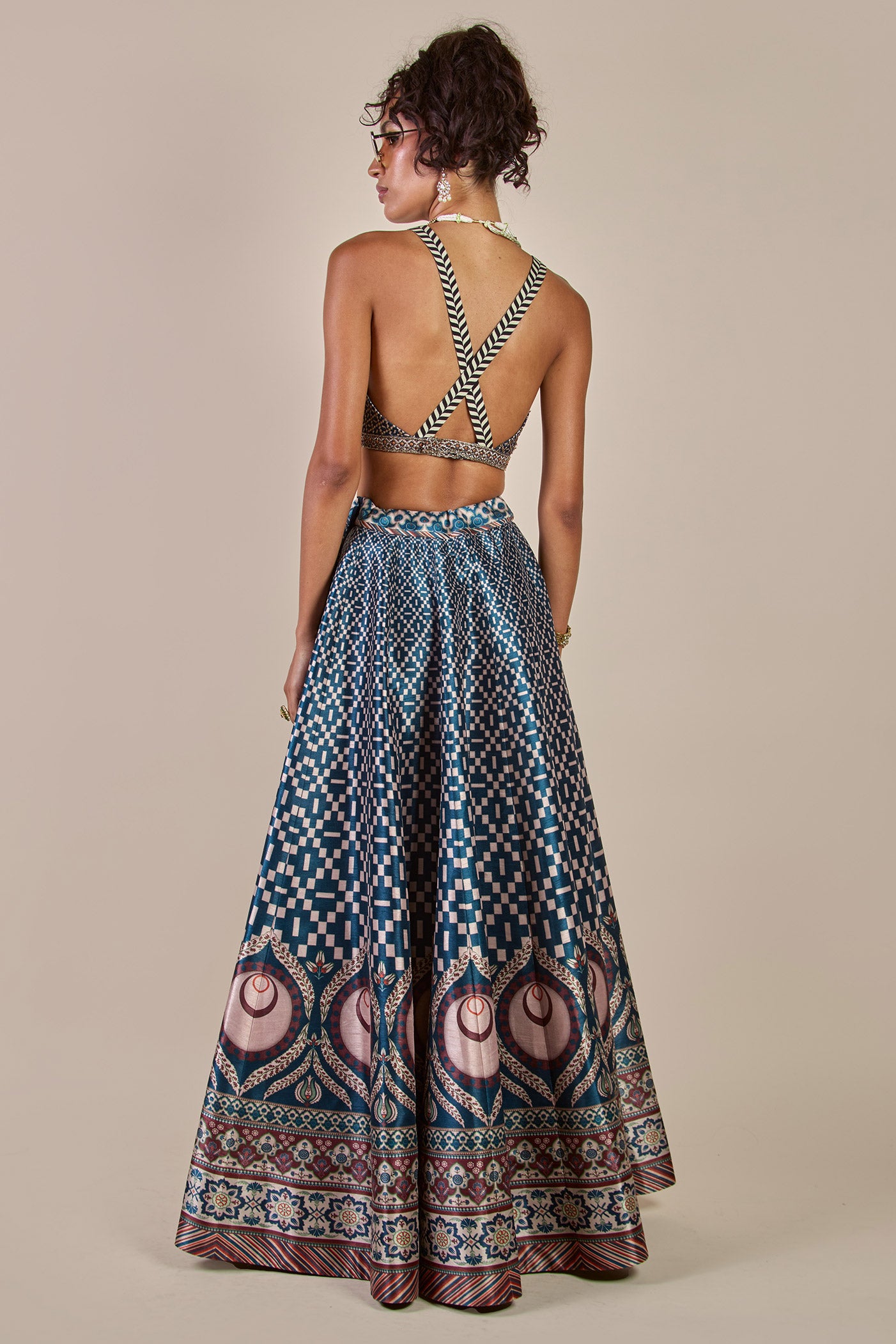 Navy Blue - Crème Ivory Skirt Set | CHHĒ