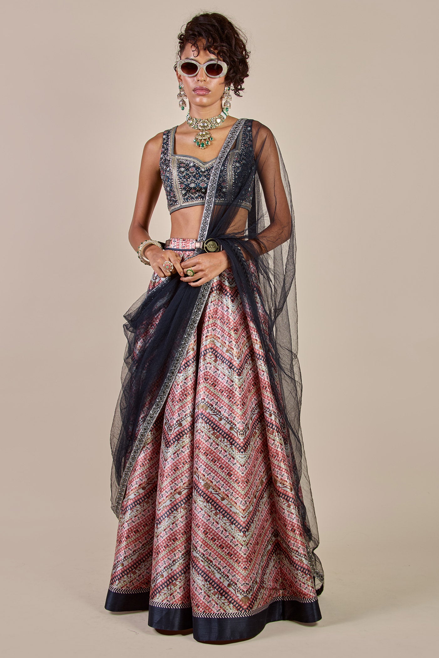 Navy Blue - Multi Hued Skirt Set | CHHĒ
