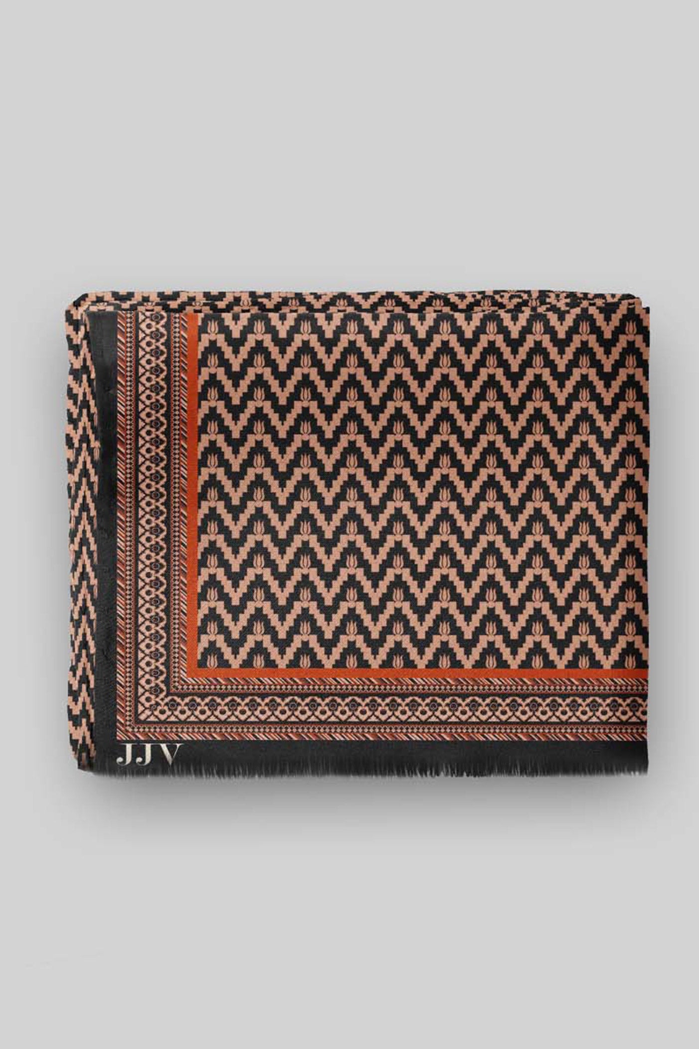 Rich Black Printed Shawl