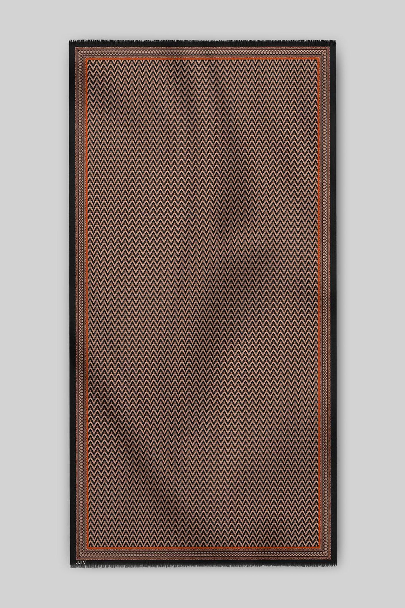 Rich Black Printed Shawl