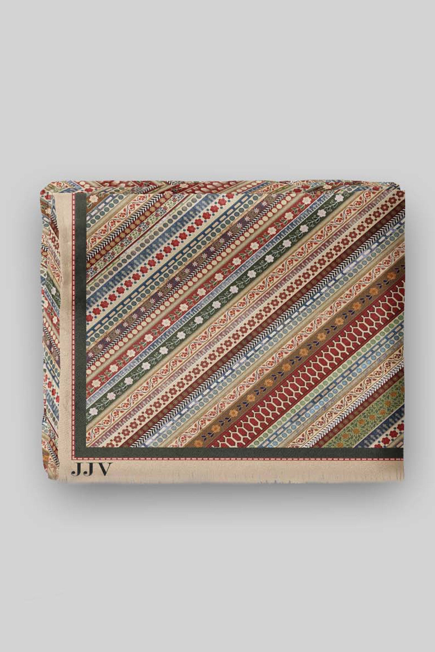 Multi Hued Striped Printed Shawl