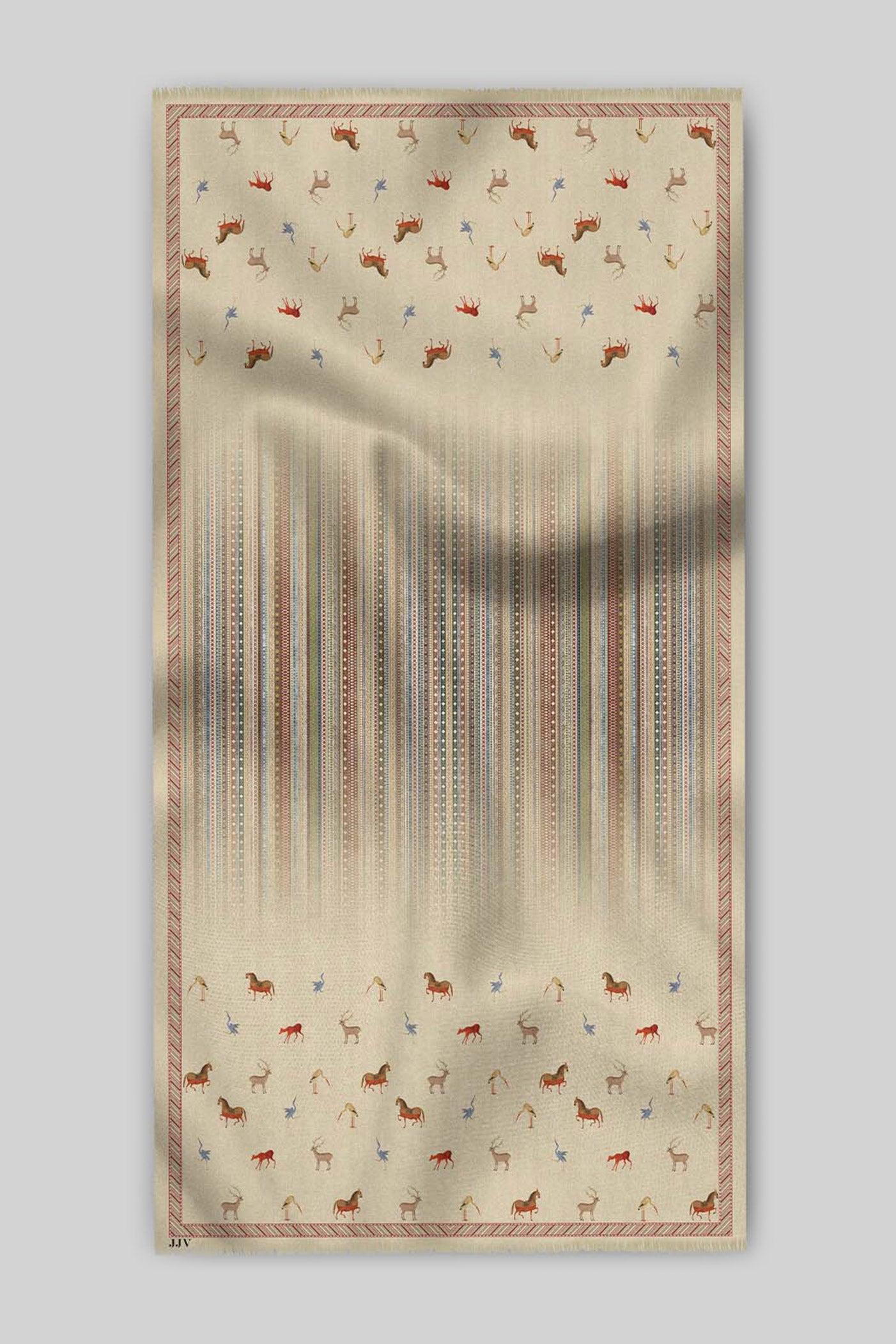 Crème Ivory - Multi Hued Ombre Printed Shawl