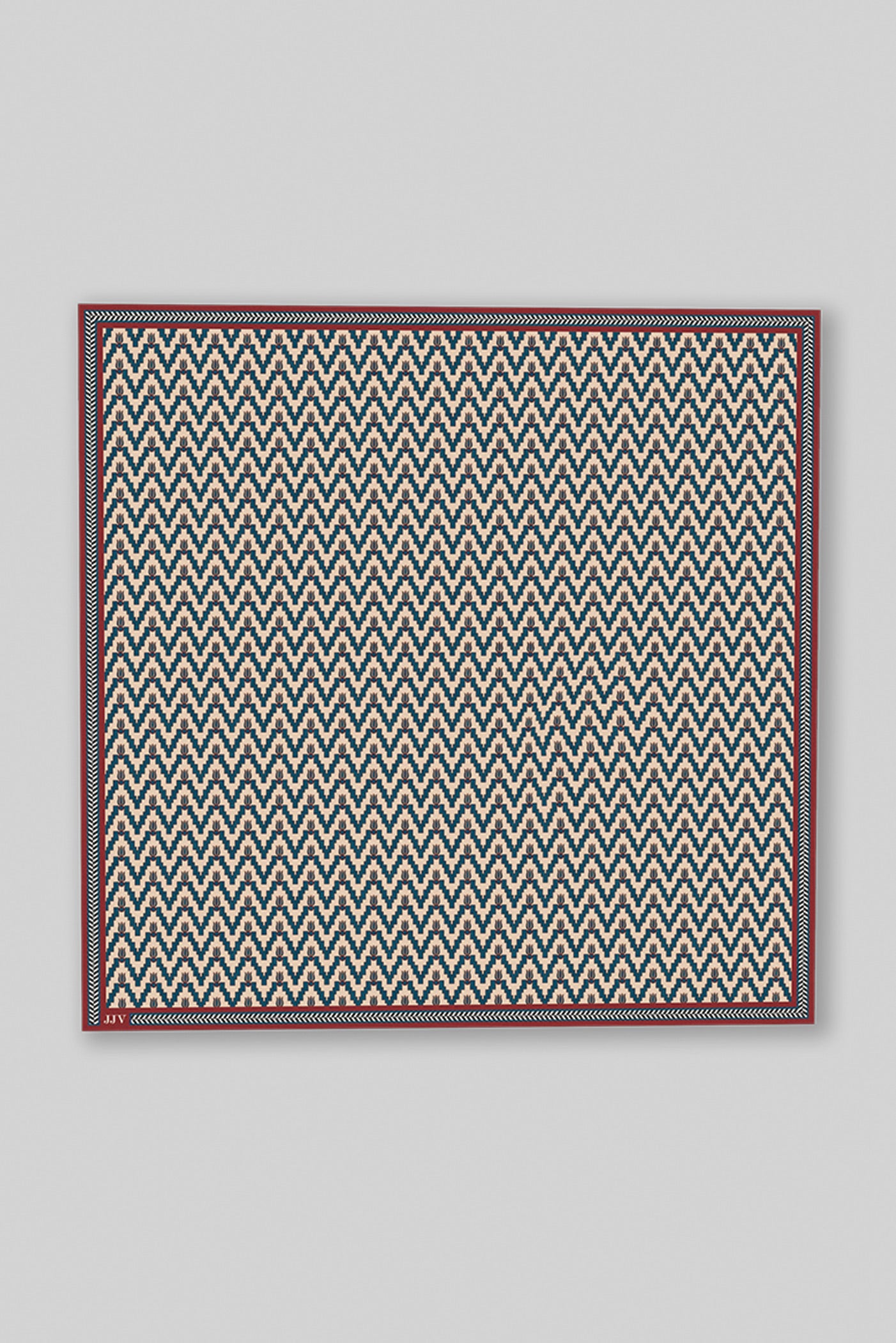 Prussian Blue - Crème Ivory Printed Pocket Square