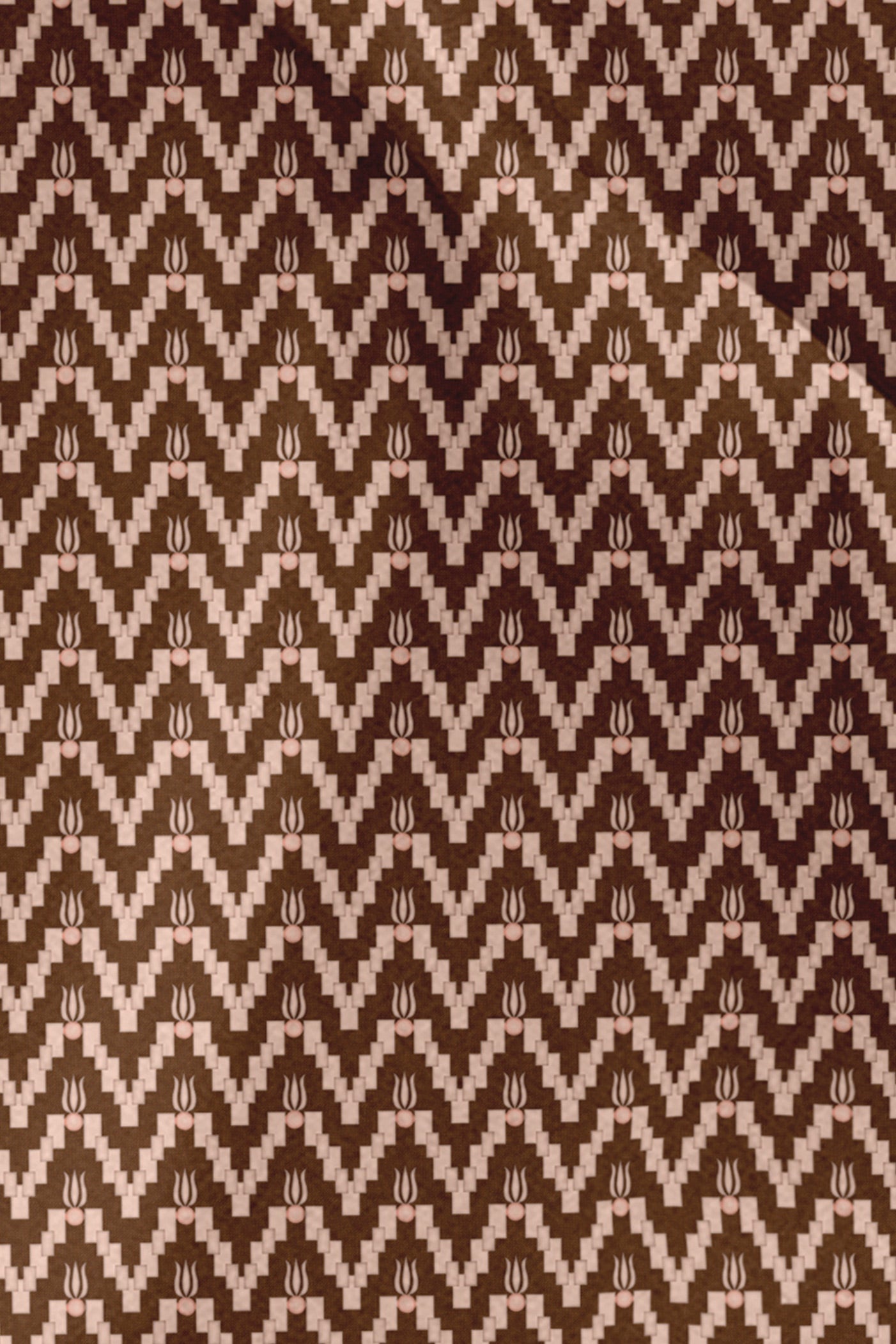 Umber Brown - Ivory Printed Pocket Square