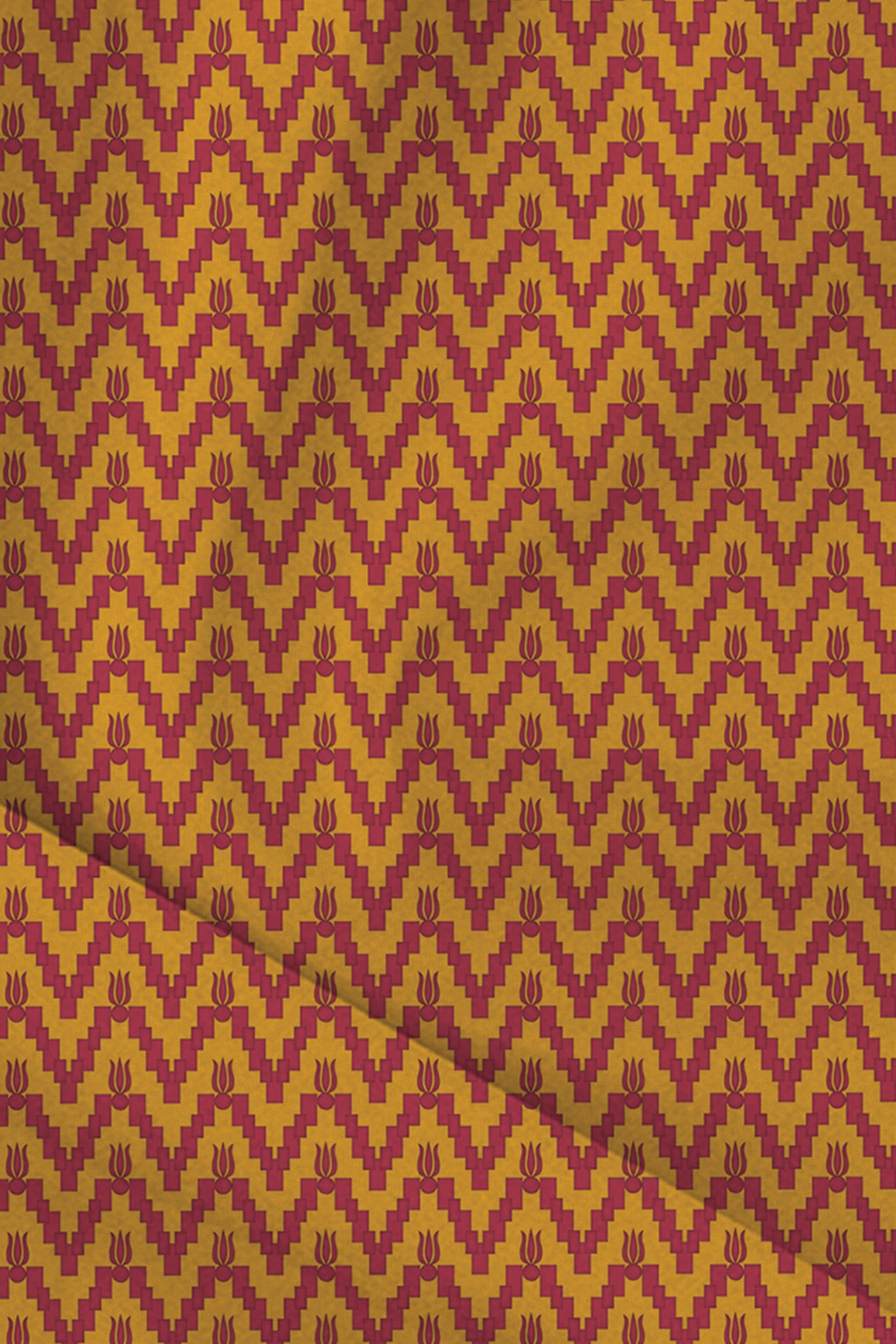 Amber Yellow - Pink Printed Pocket Square