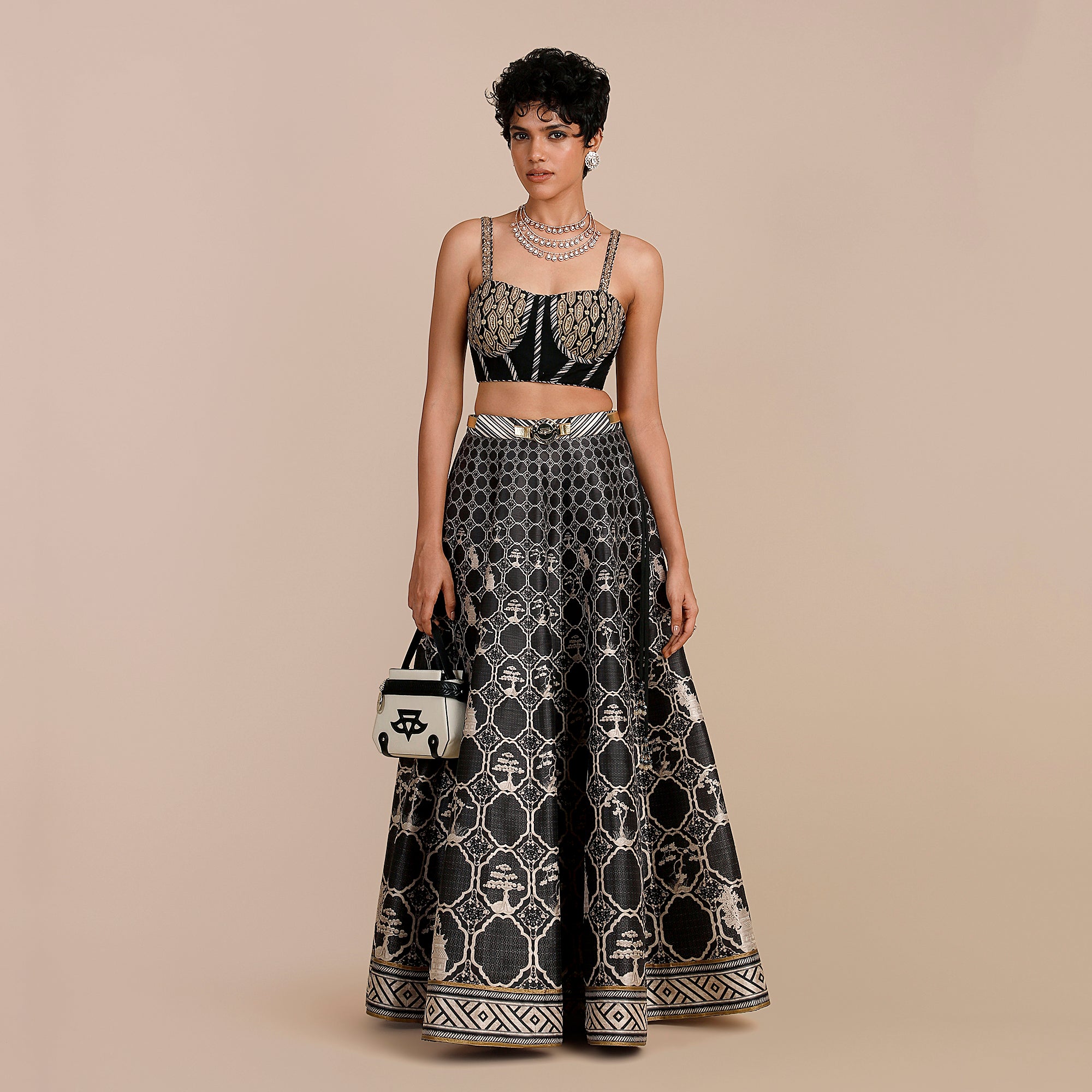 Black - Pearl Ivory Skirt Set | SATT
