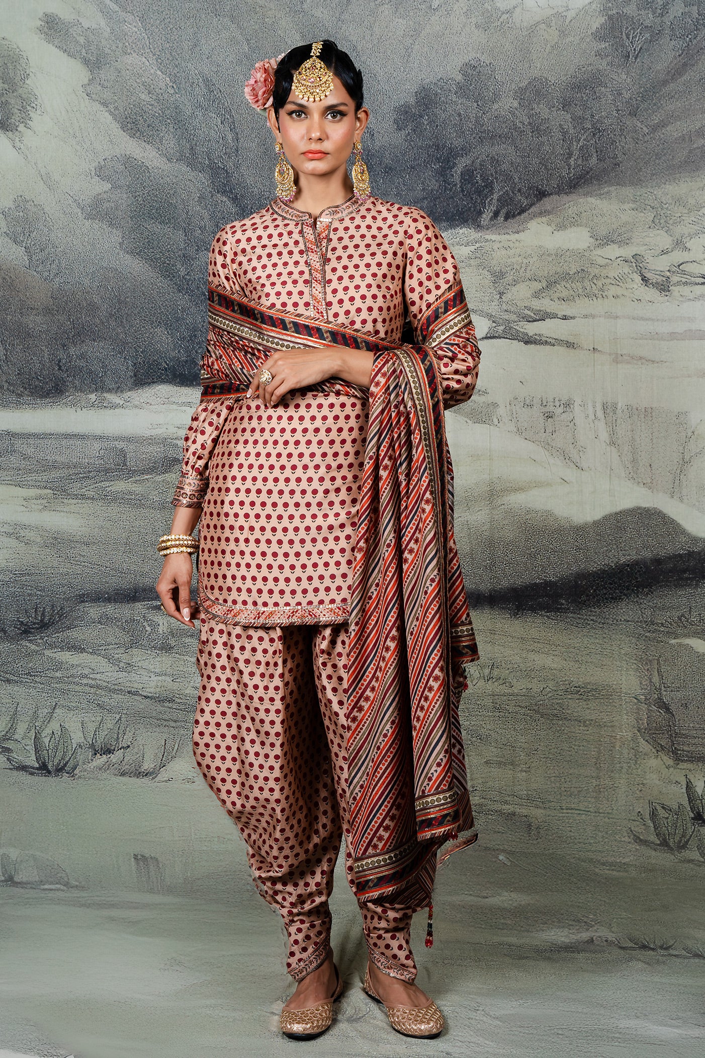 Blush Pink - Red Tunic Set | BARODA