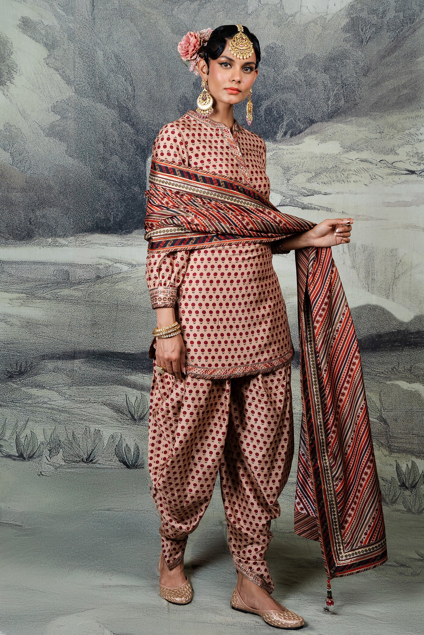 Blush Pink - Red Tunic Set | BARODA