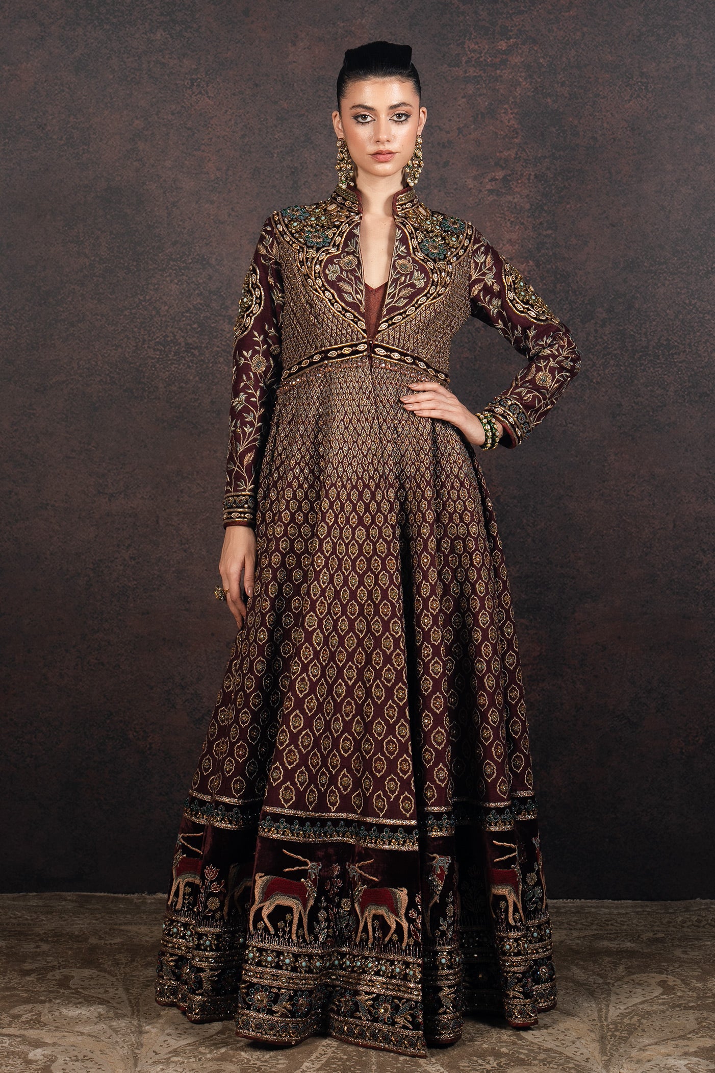 Burgundy Red Jacket Set | MURAQQA