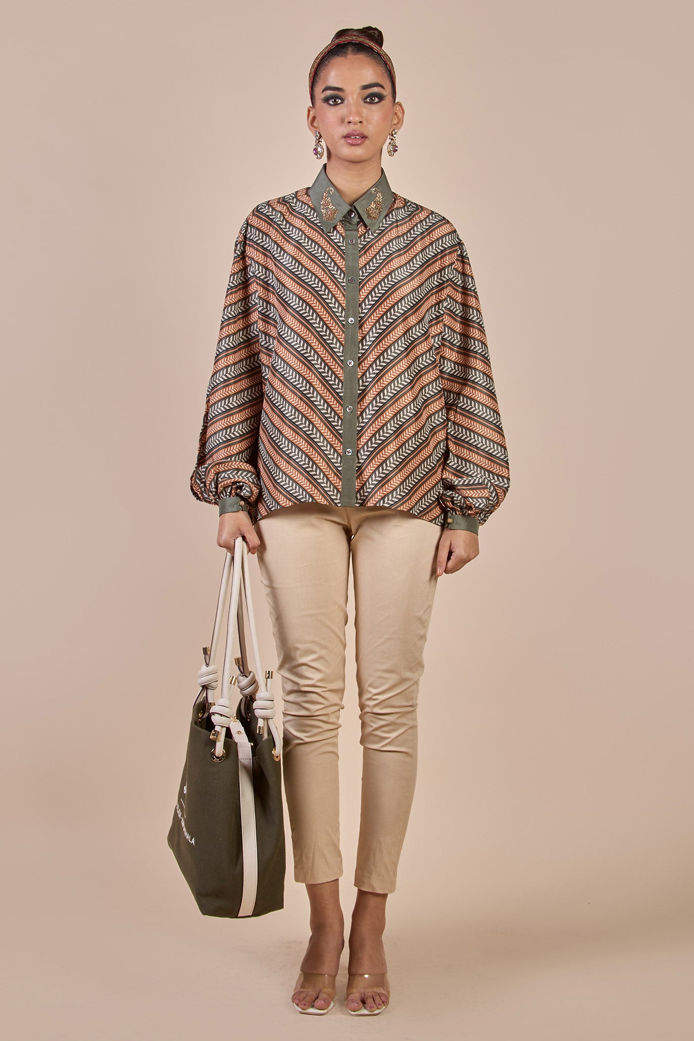 Olive Green - Rust Chevron Long Top | CHHĒ