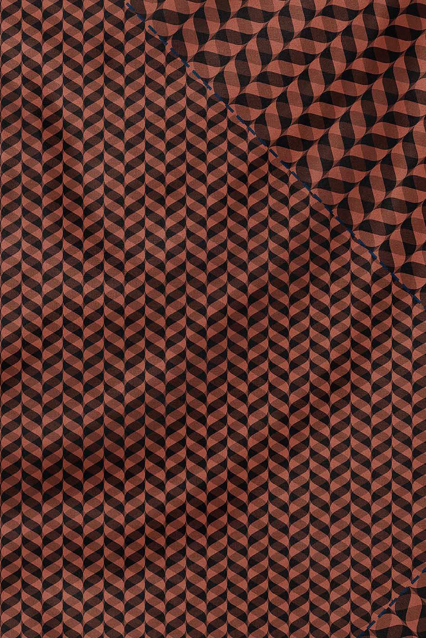 Umber Brown - Red Chevron Printed Scarf
