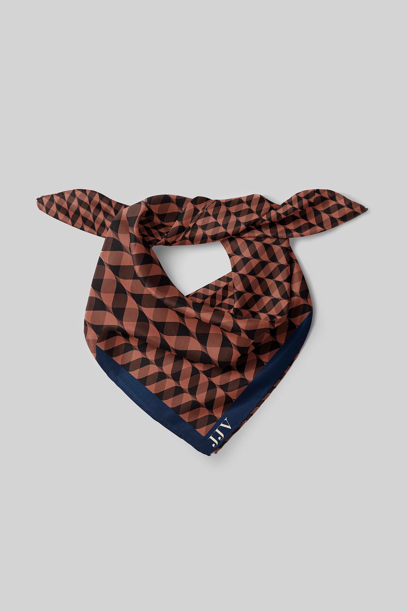 Umber Brown - Red Chevron Printed Scarf