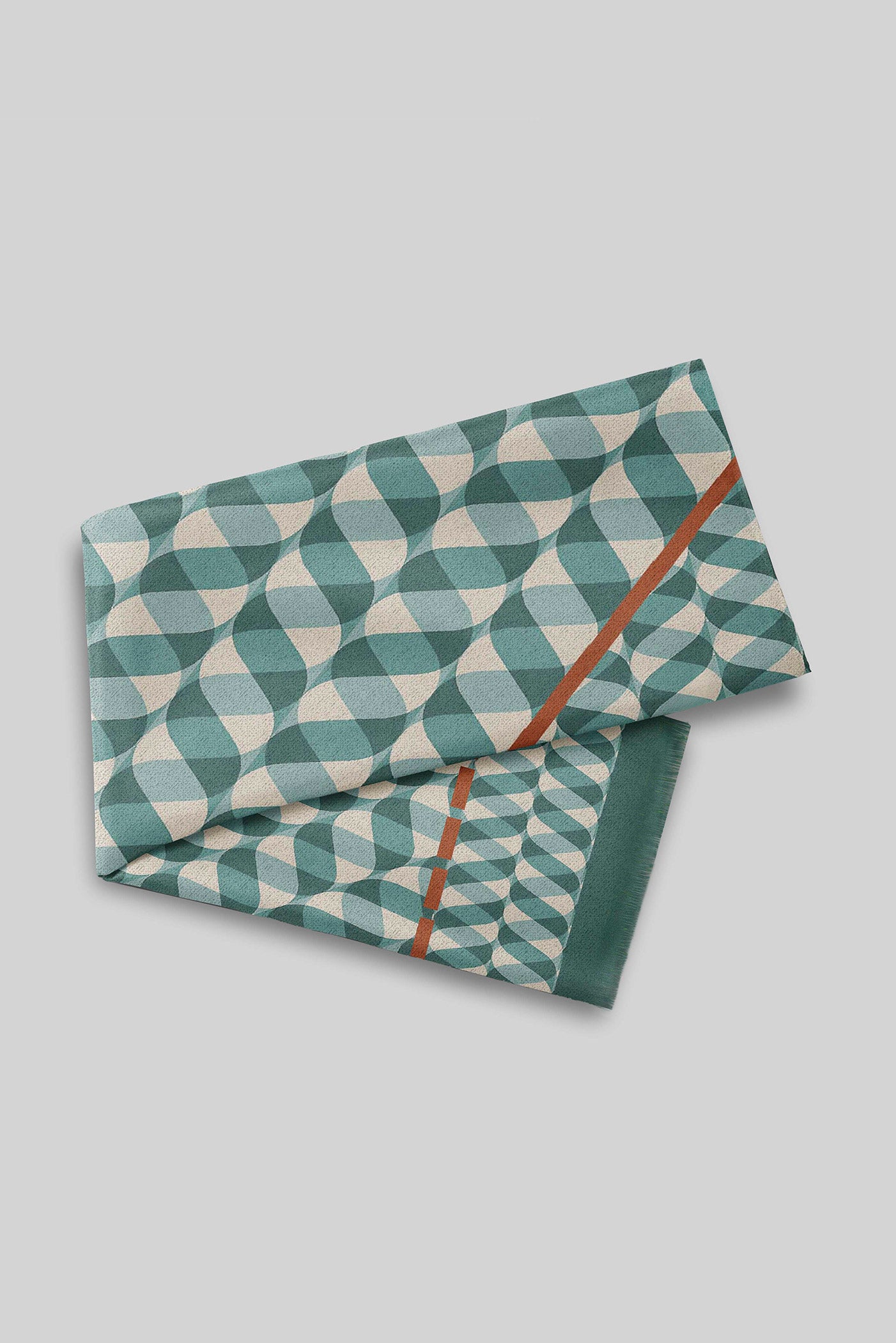 Teal Blue Chevron Printed Woollen Scarf