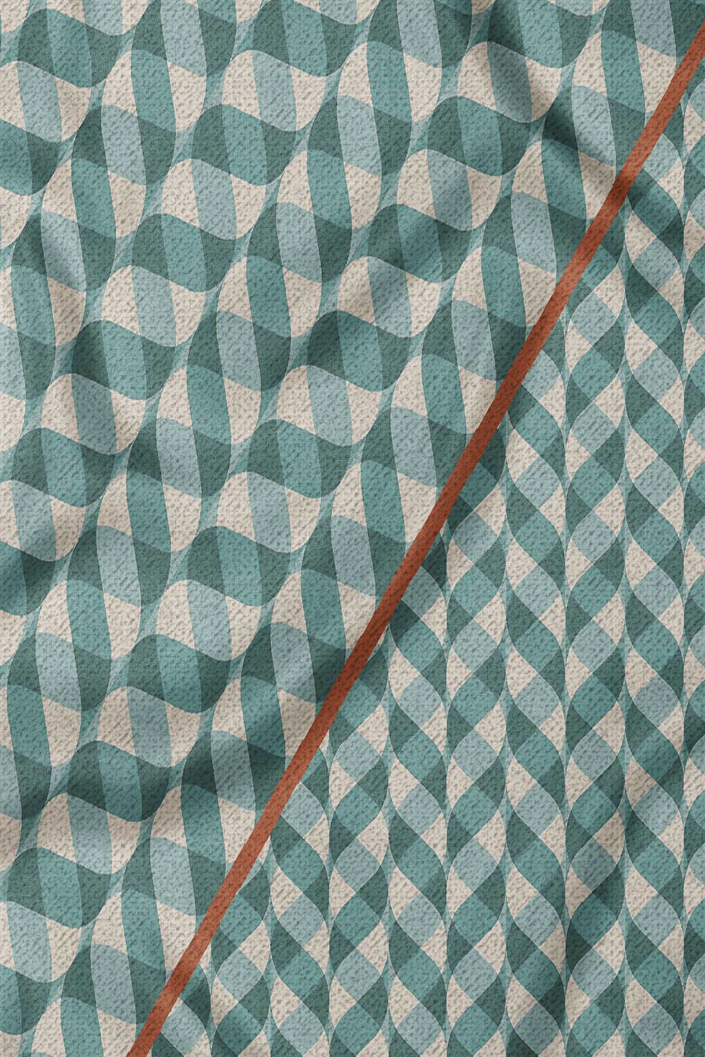 Teal Blue Chevron Printed Woollen Scarf