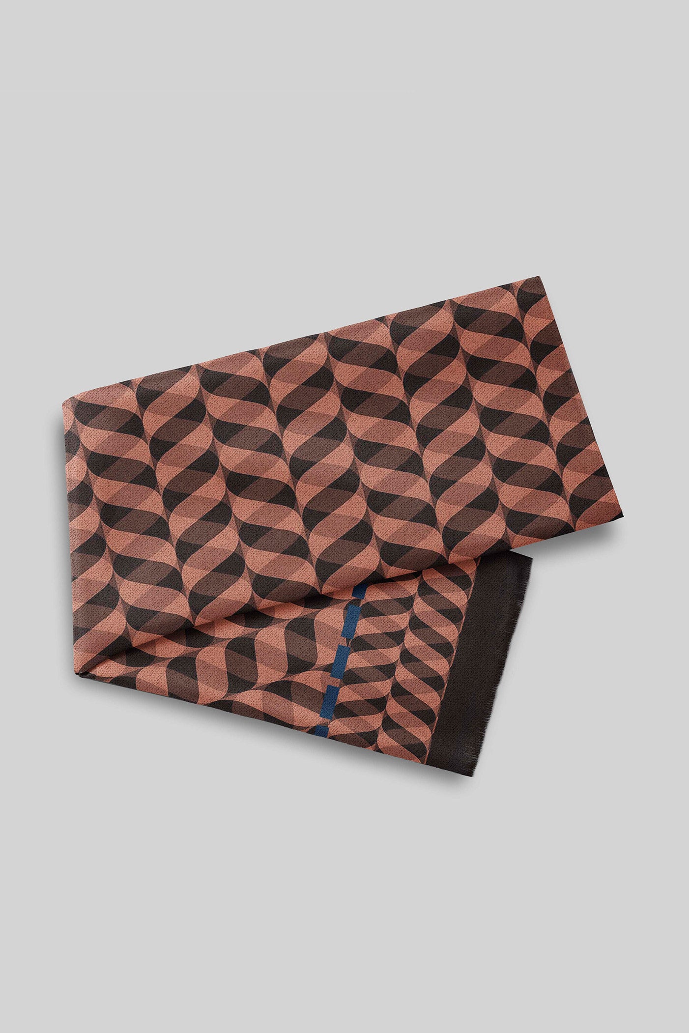 Umber Brown - Red Chevron Printed Woollen Scarf