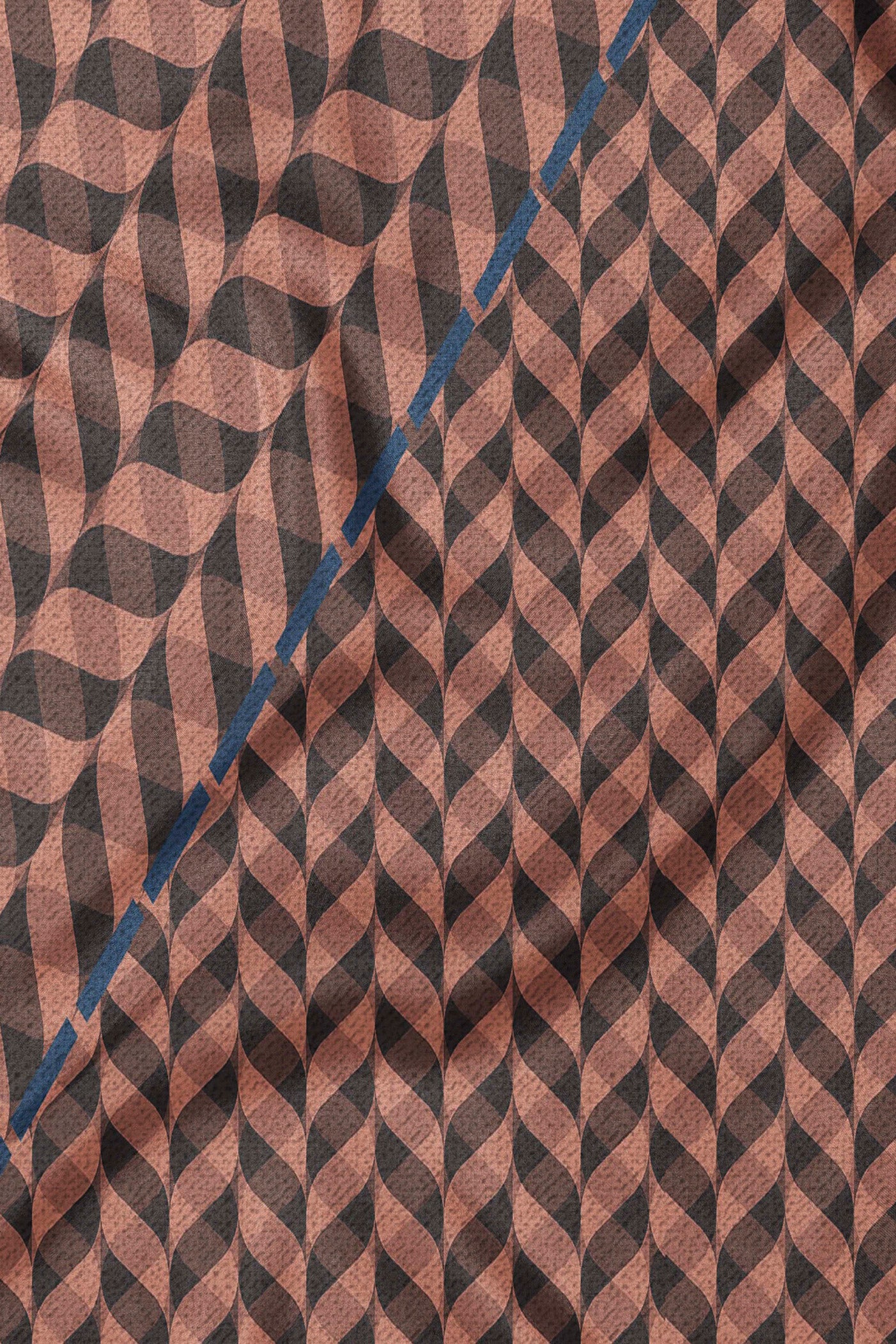 Umber Brown - Red Chevron Printed Woollen Scarf