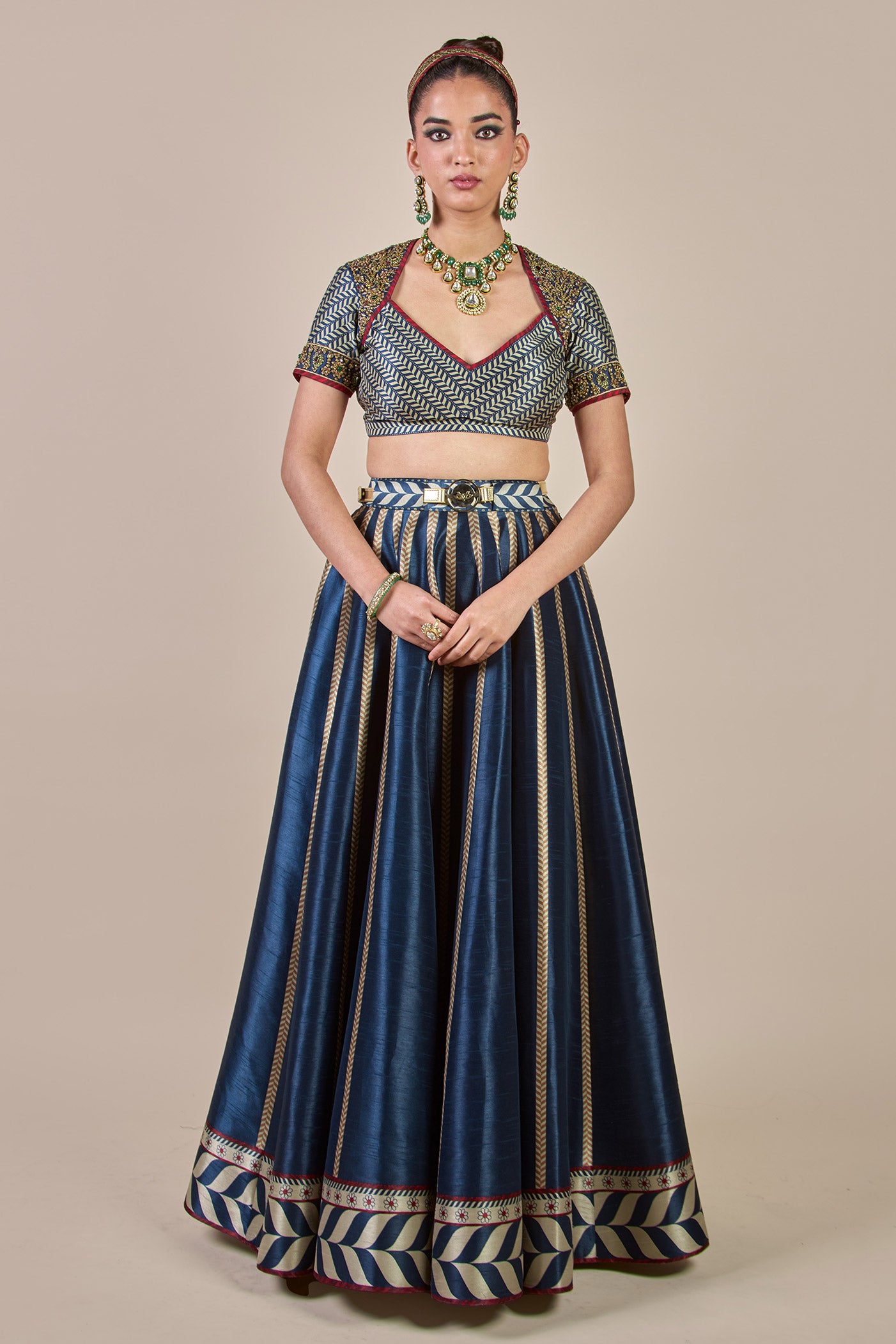 Midnight Blue Chevron Skirt Set | CHHĒ