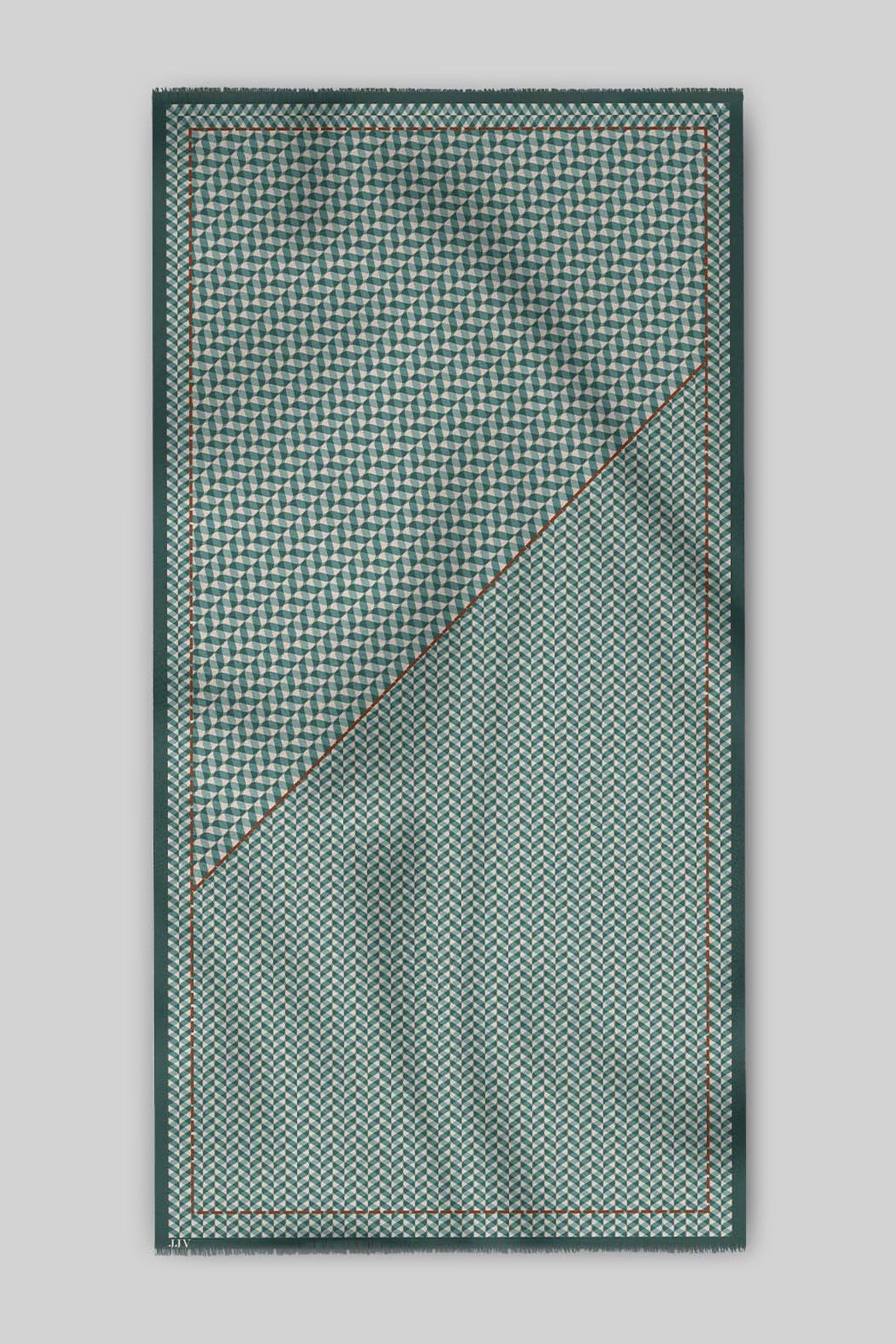 Teal Blue Chevron Printed Shawl