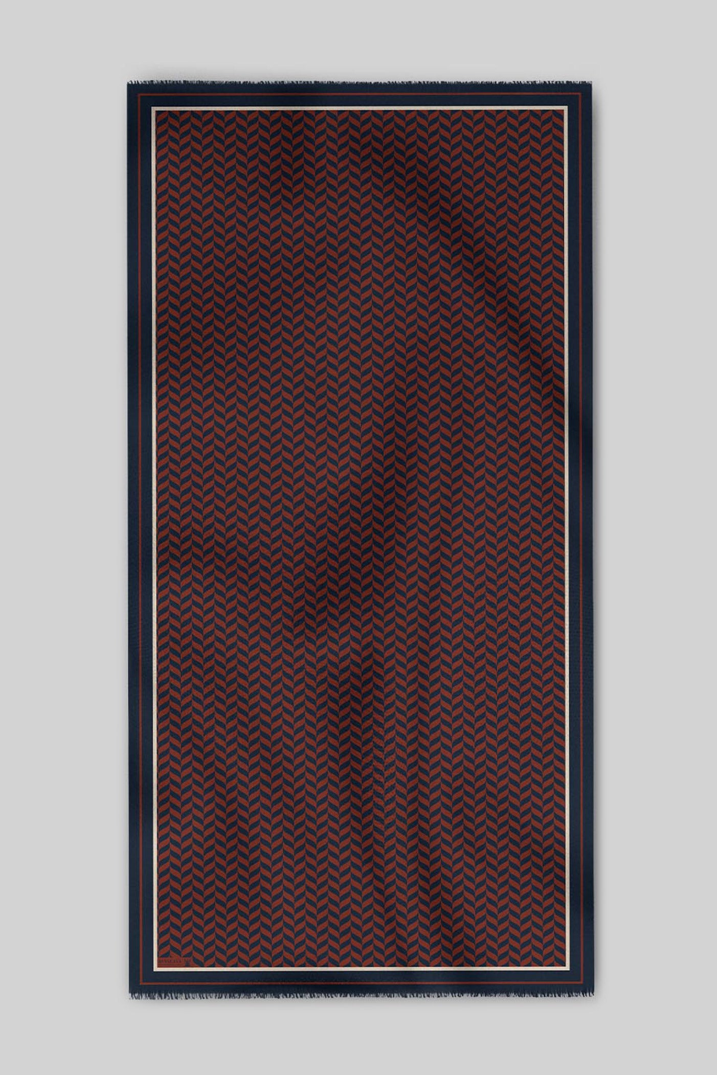 Midnight Blue - Red Chevron Cashmere Shawl