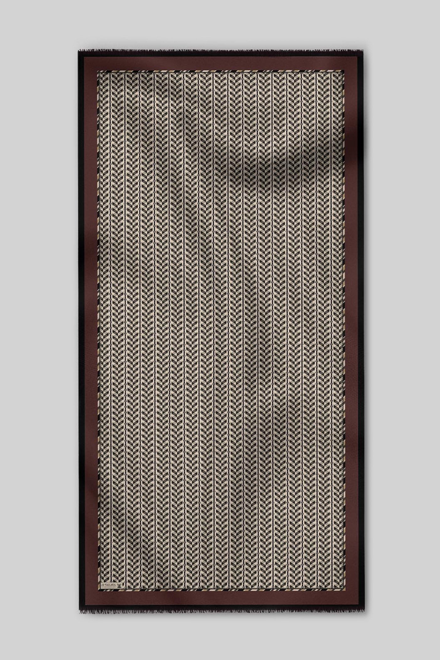 Umber Brown Chevron Cashmere Shawl