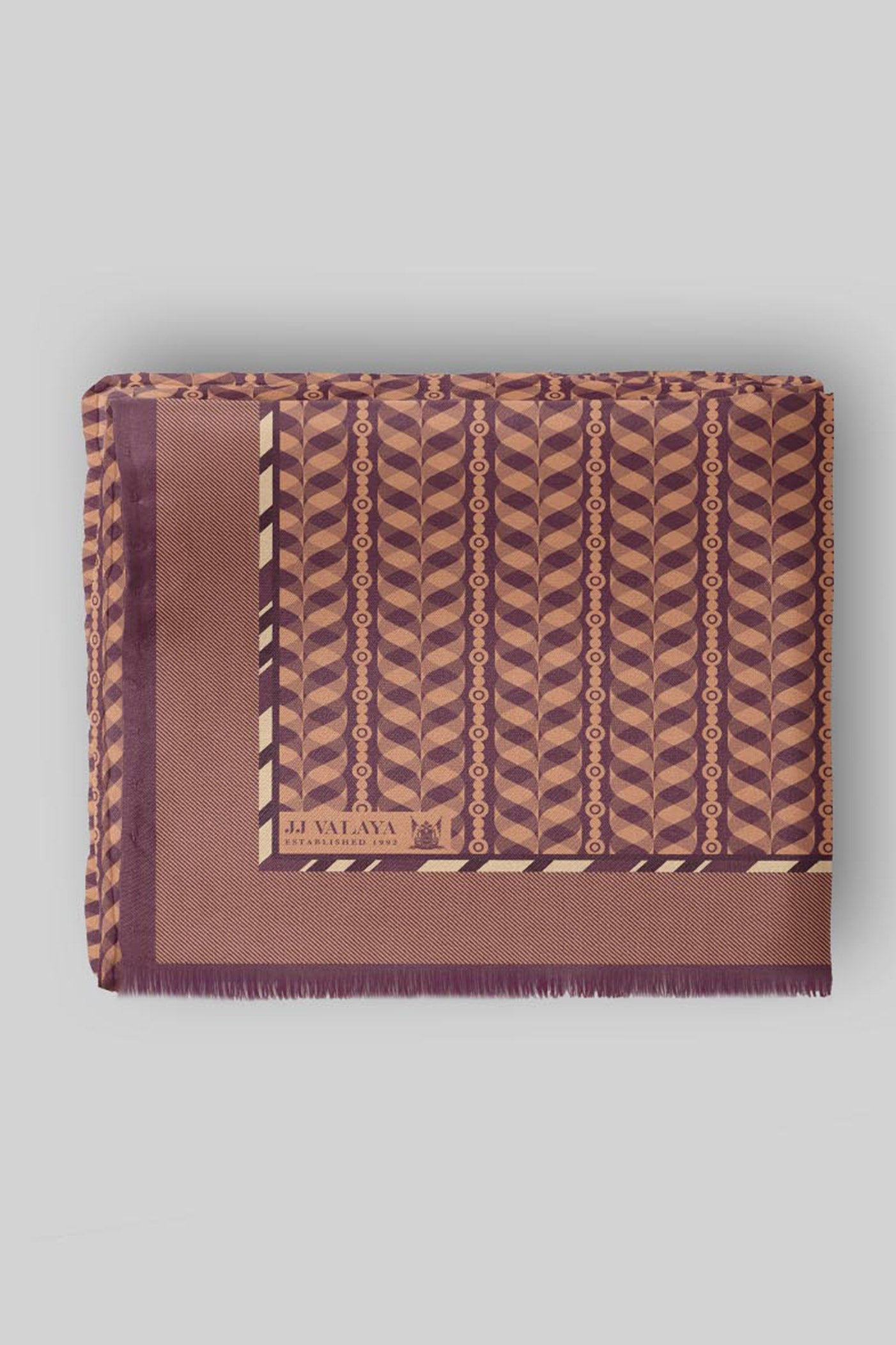 Soft Coral - Maroon Chevron Cashmere Shawl